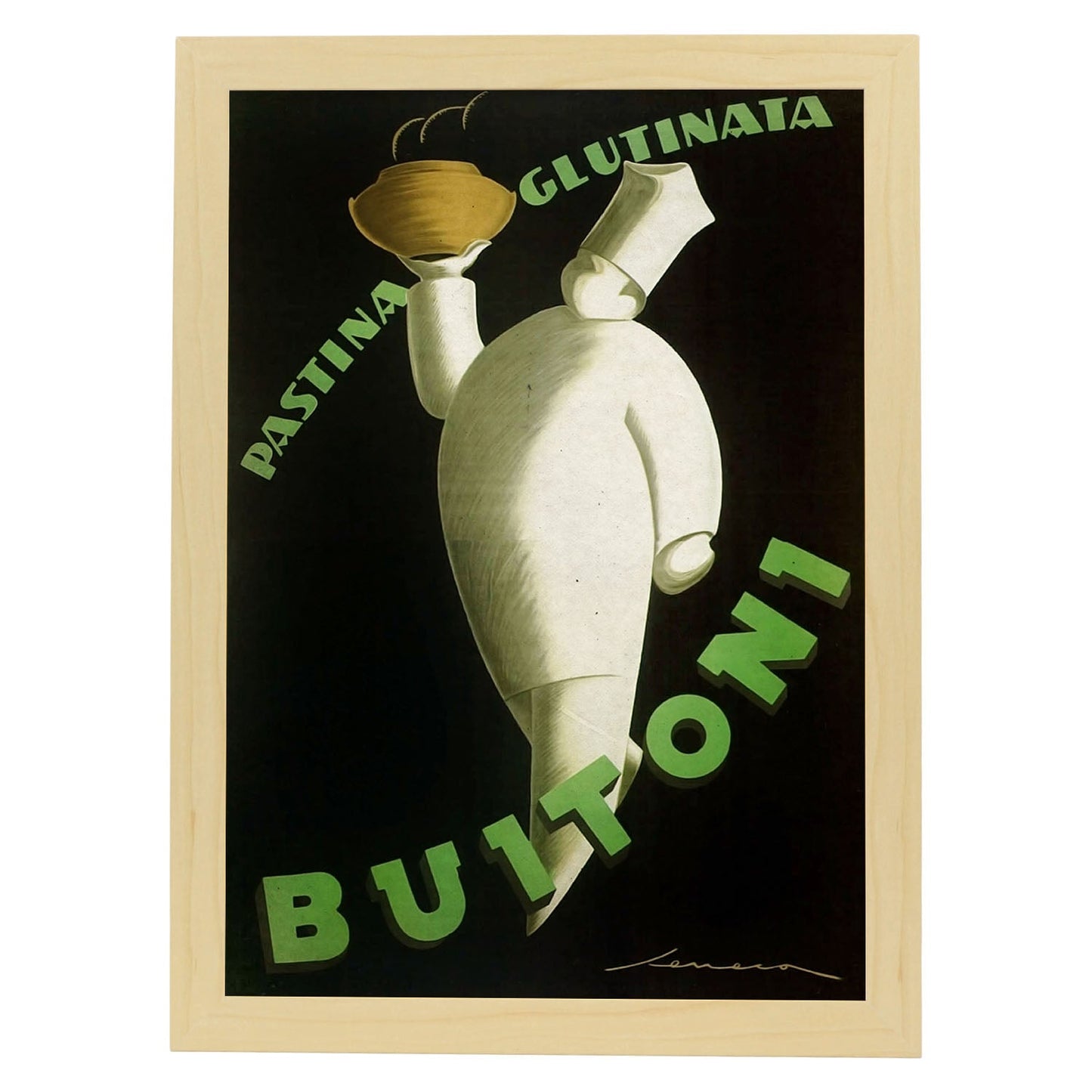 Poster vintage de Buitoni. con imágenes vintage y de publicidad antigua.-Artwork-Nacnic-A4-Marco Madera clara-Nacnic Estudio SL