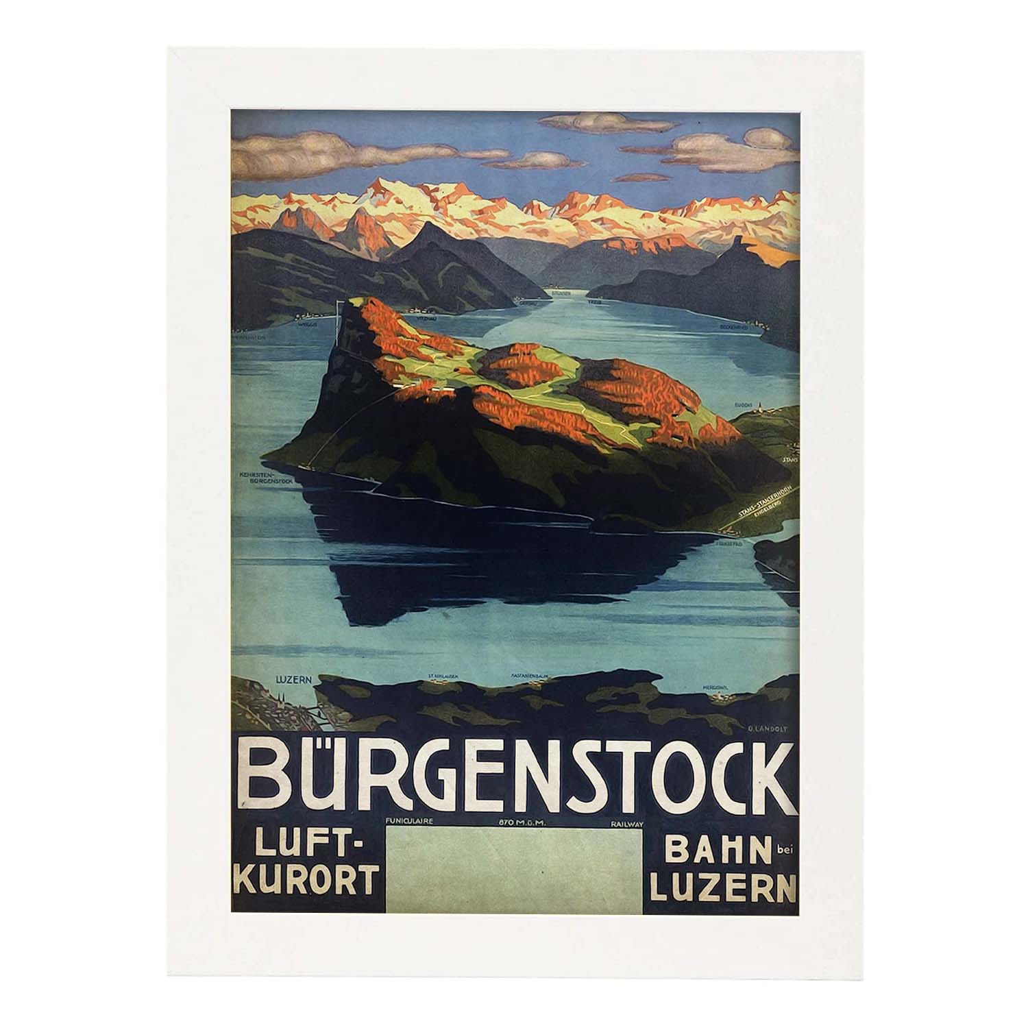 Poster vintage de Burgenstock. con imágenes vintage y de publicidad antigua.-Artwork-Nacnic-A3-Marco Blanco-Nacnic Estudio SL