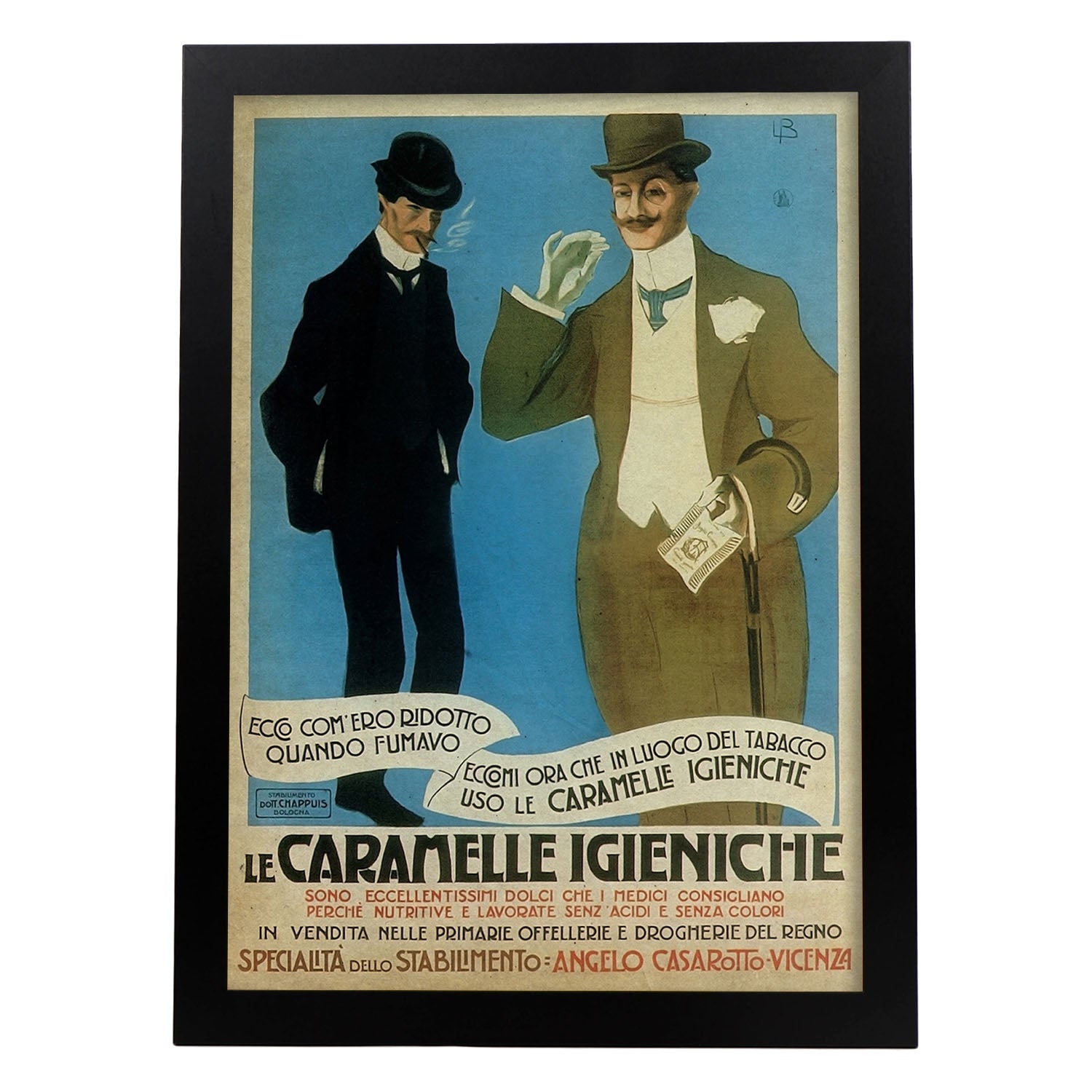 Poster vintage de Caballeros. con imágenes vintage y de publicidad antigua.-Artwork-Nacnic-A3-Marco Negro-Nacnic Estudio SL
