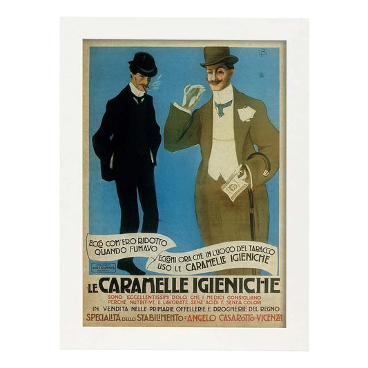 Poster vintage de Caballeros. con imágenes vintage y de publicidad antigua.-Artwork-Nacnic-A4-Marco Blanco-Nacnic Estudio SL