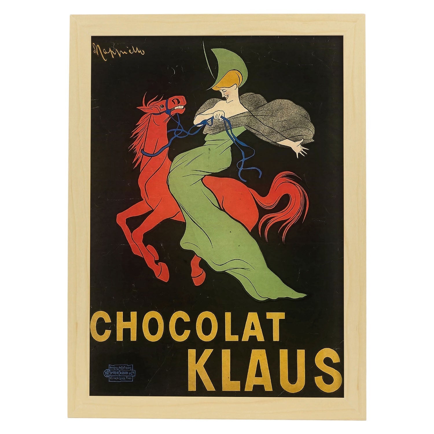 Poster vintage de Caballo - Chocolate. con imágenes vintage y de publicidad antigua.-Artwork-Nacnic-A3-Marco Madera clara-Nacnic Estudio SL