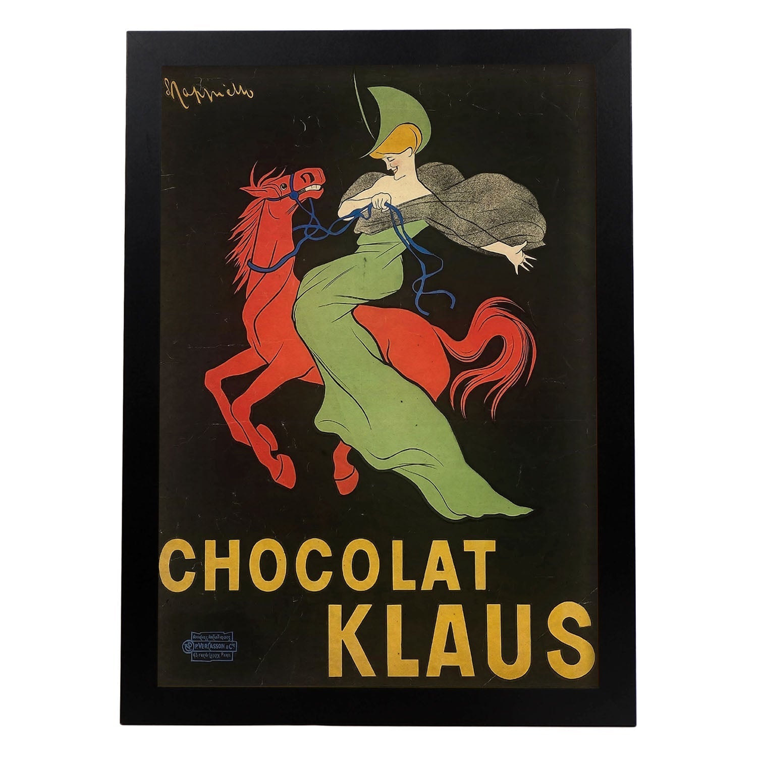 Poster vintage de Caballo - Chocolate. con imágenes vintage y de publicidad antigua.-Artwork-Nacnic-A4-Marco Negro-Nacnic Estudio SL