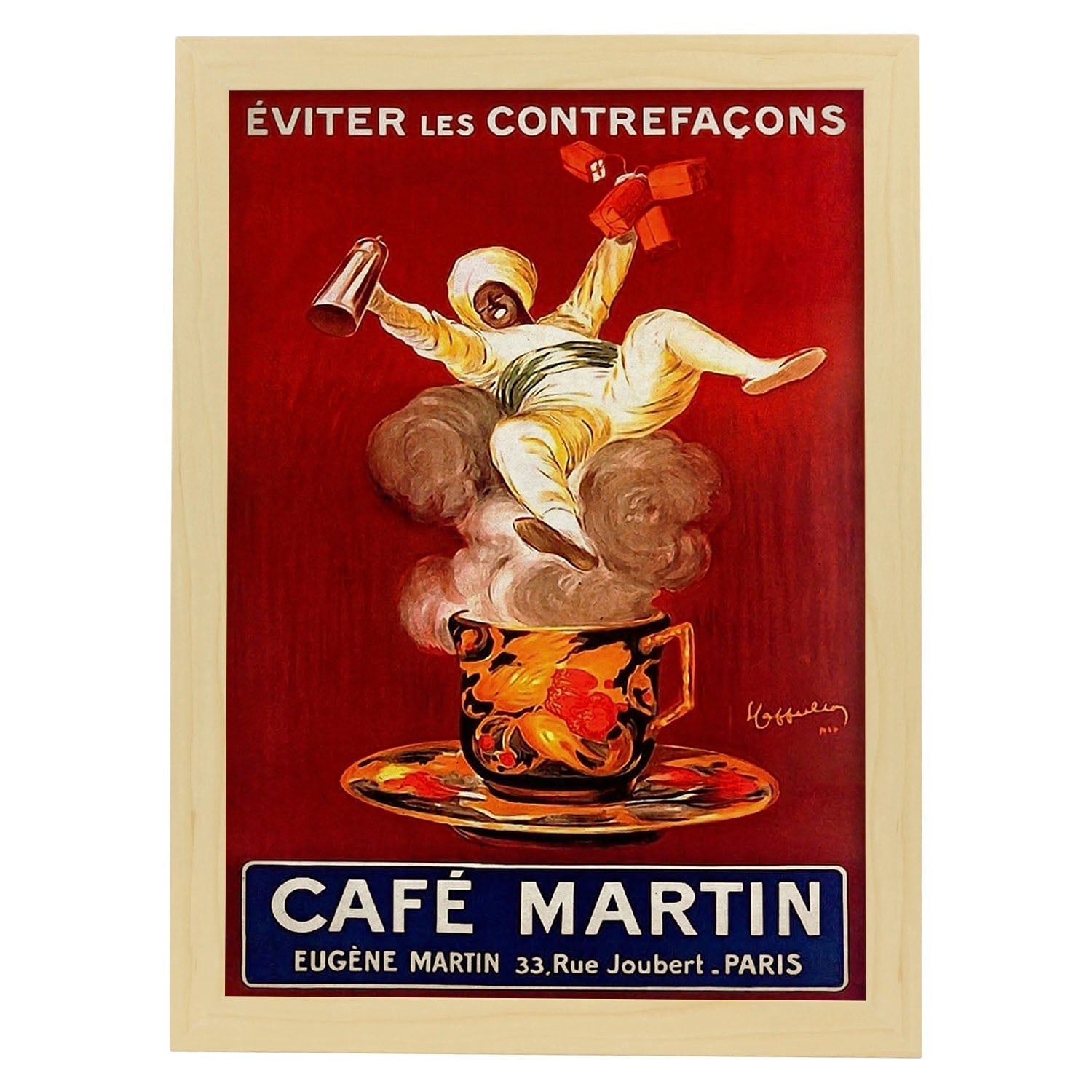 Poster vintage de Café Martin. con imágenes vintage y de publicidad antigua.-Artwork-Nacnic-A3-Marco Madera clara-Nacnic Estudio SL