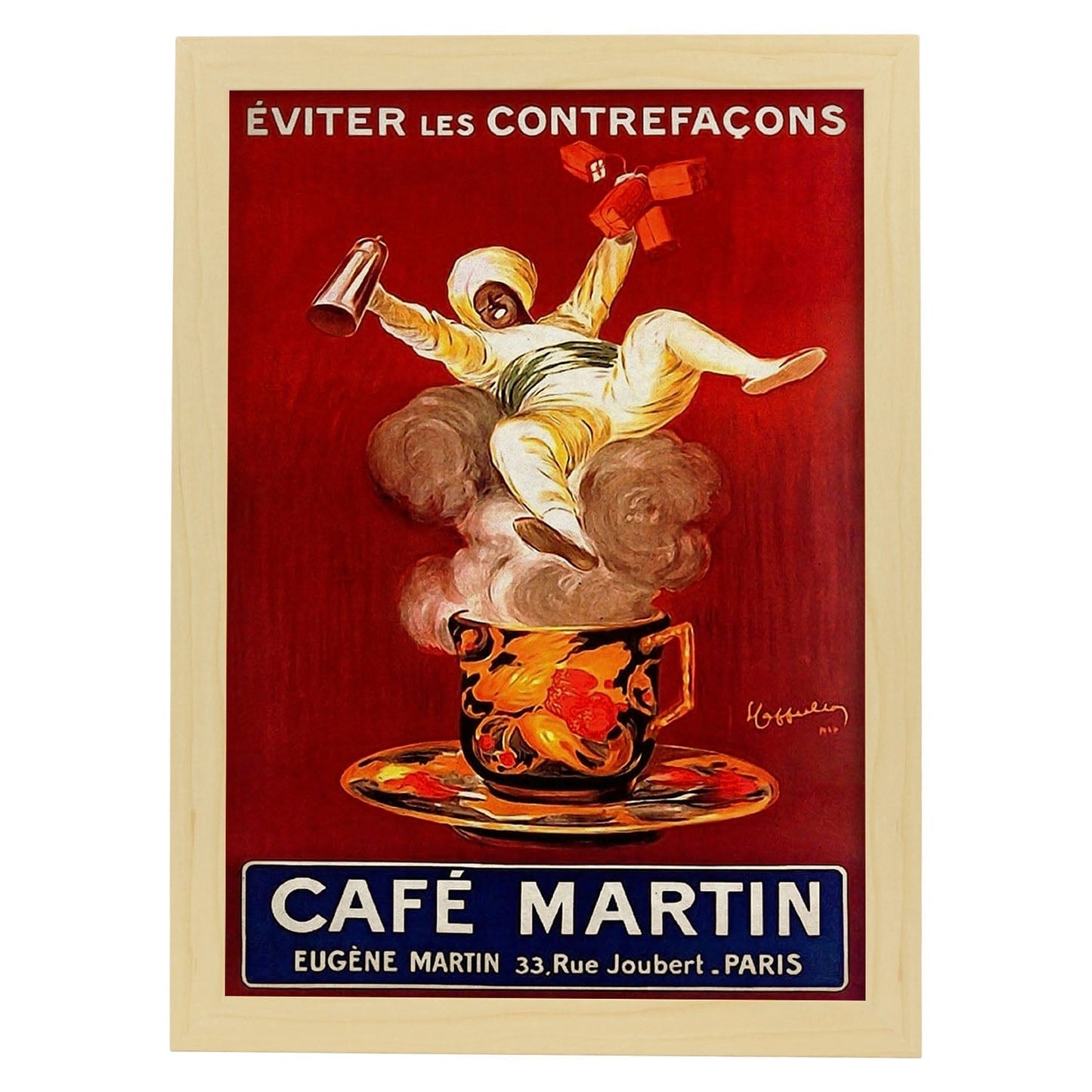 Poster vintage de Café Martin. con imágenes vintage y de publicidad antigua.-Artwork-Nacnic-A4-Marco Madera clara-Nacnic Estudio SL