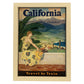 Poster vintage de California en tren. con imágenes vintage y de publicidad antigua.-Artwork-Nacnic-A4-Marco Madera clara-Nacnic Estudio SL