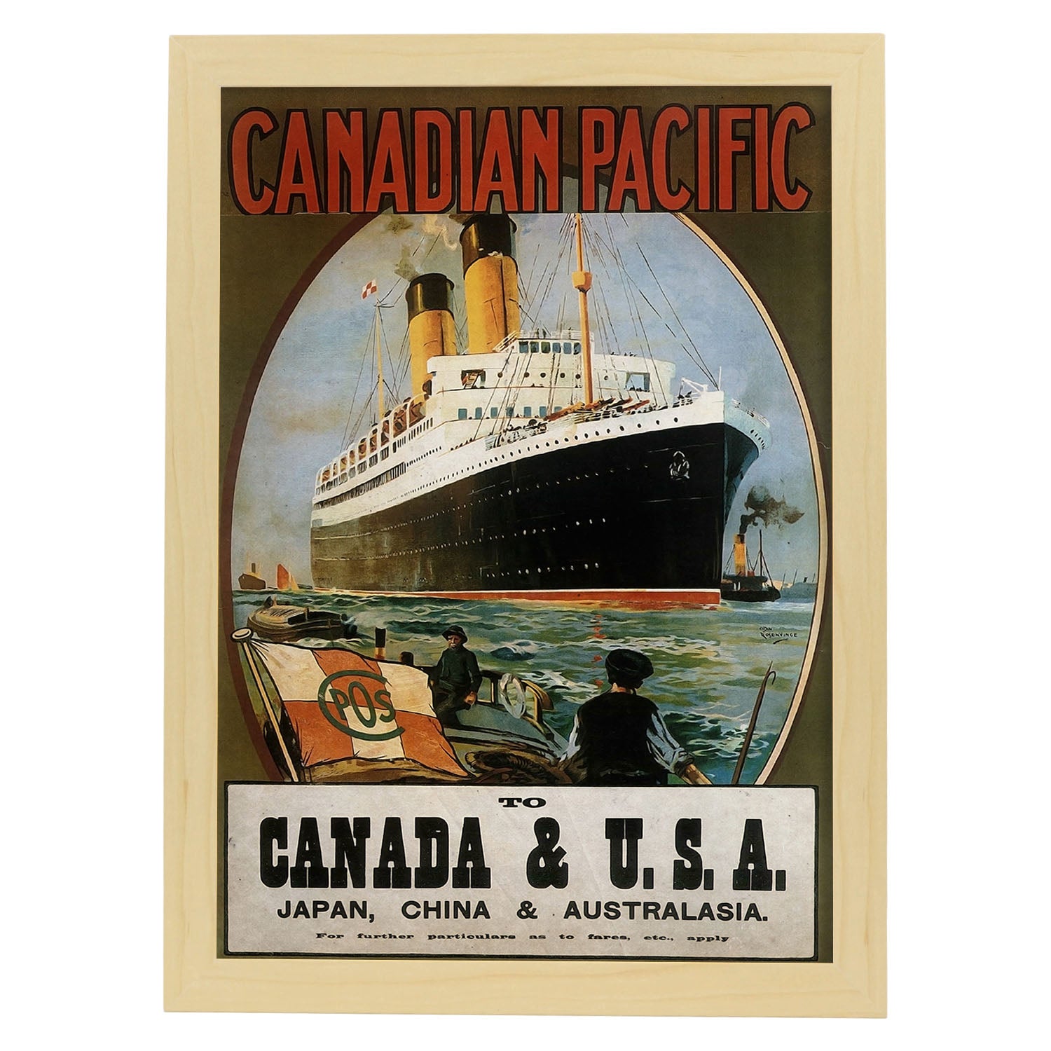 Poster vintage de Canada y USA. con imágenes vintage y de publicidad antigua.-Artwork-Nacnic-A3-Marco Madera clara-Nacnic Estudio SL
