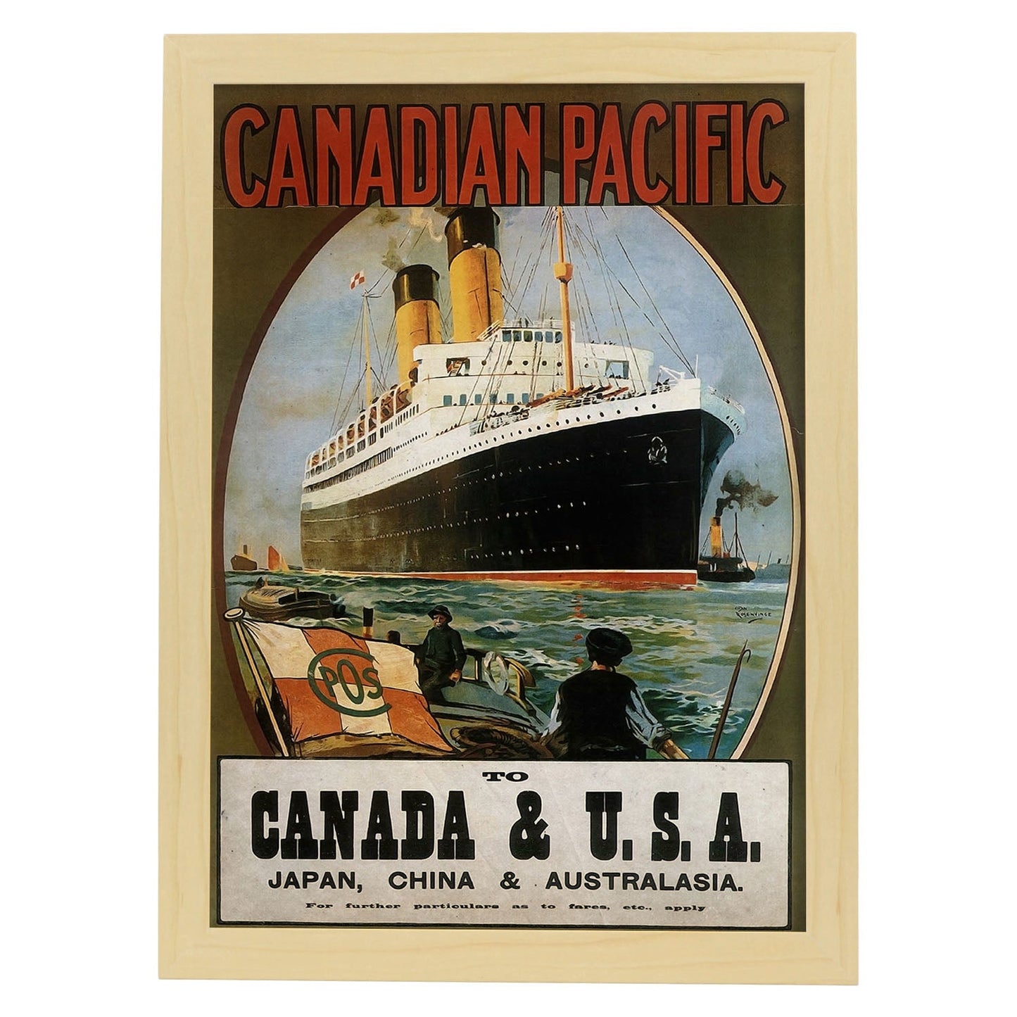 Poster vintage de Canada y USA. con imágenes vintage y de publicidad antigua.-Artwork-Nacnic-A4-Marco Madera clara-Nacnic Estudio SL