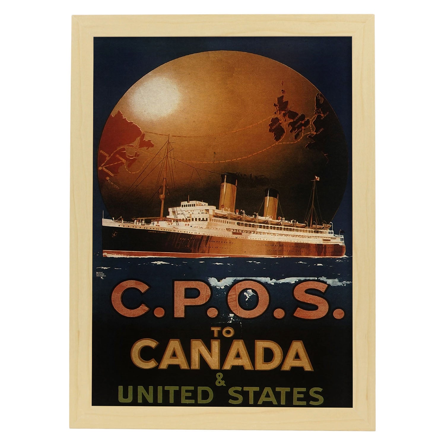 Poster vintage de Canada. con imágenes vintage y de publicidad antigua.-Artwork-Nacnic-A3-Marco Madera clara-Nacnic Estudio SL