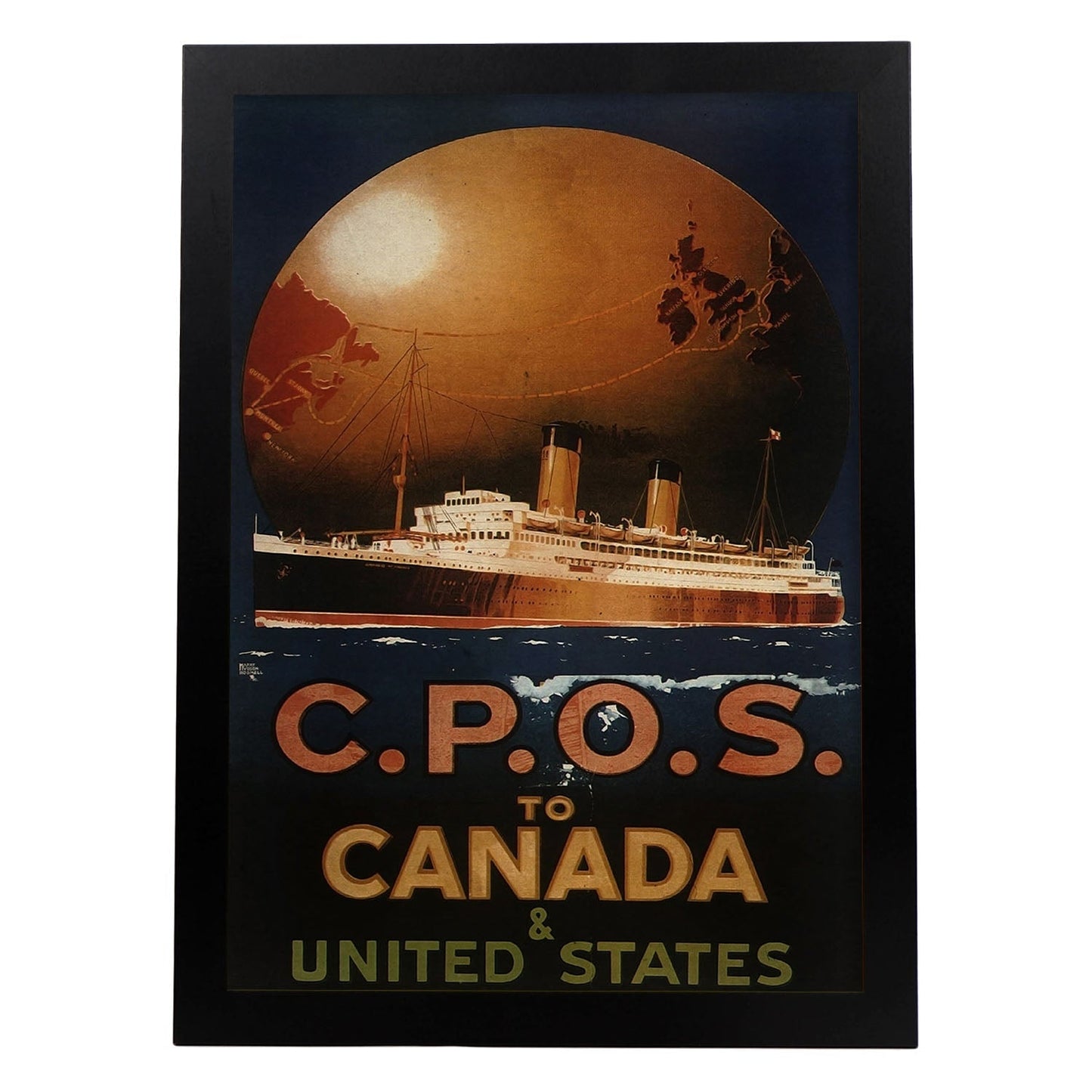 Poster vintage de Canada. con imágenes vintage y de publicidad antigua.-Artwork-Nacnic-A4-Marco Negro-Nacnic Estudio SL