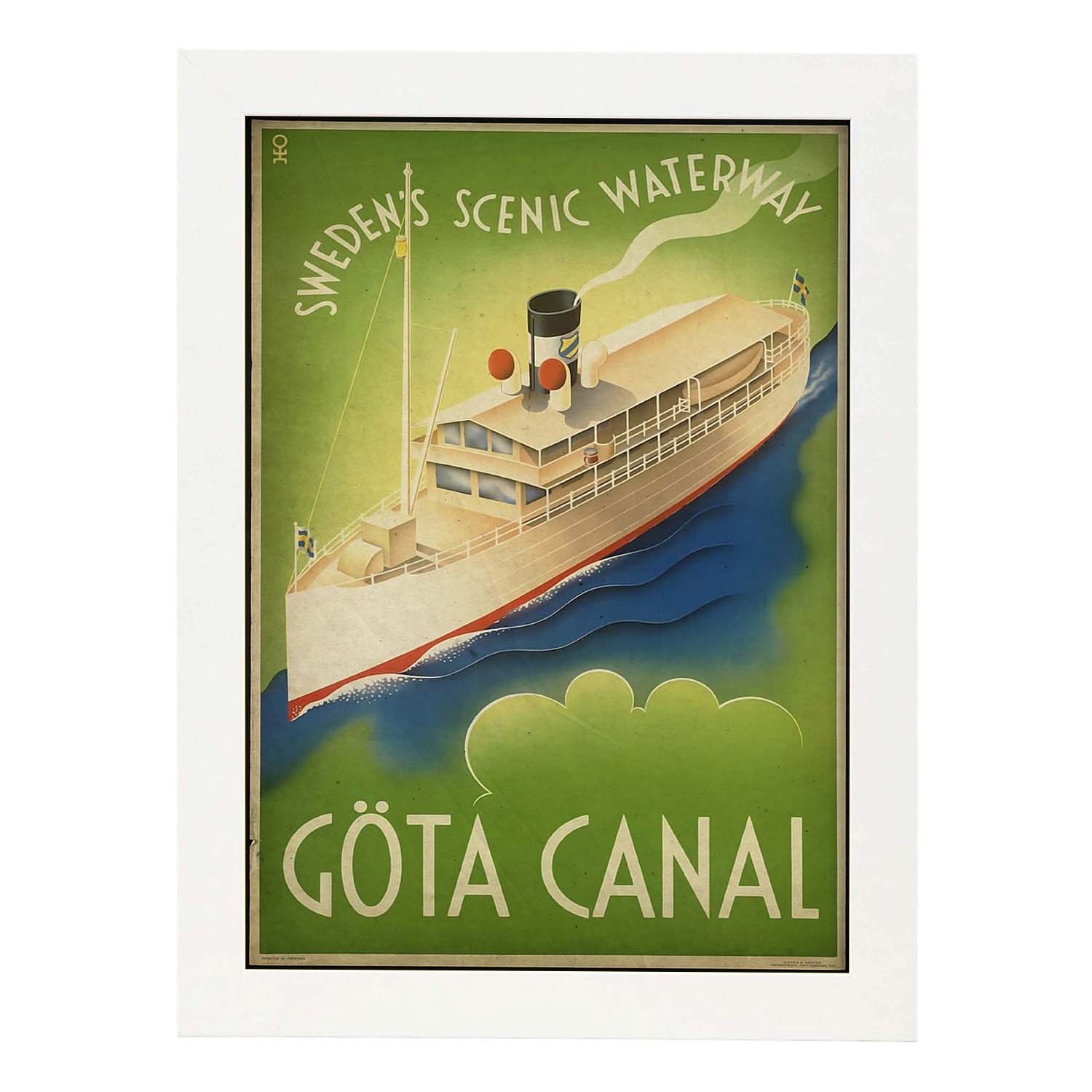 Poster vintage de Canal Göta. con imágenes vintage y de publicidad antigua.-Artwork-Nacnic-A3-Marco Blanco-Nacnic Estudio SL