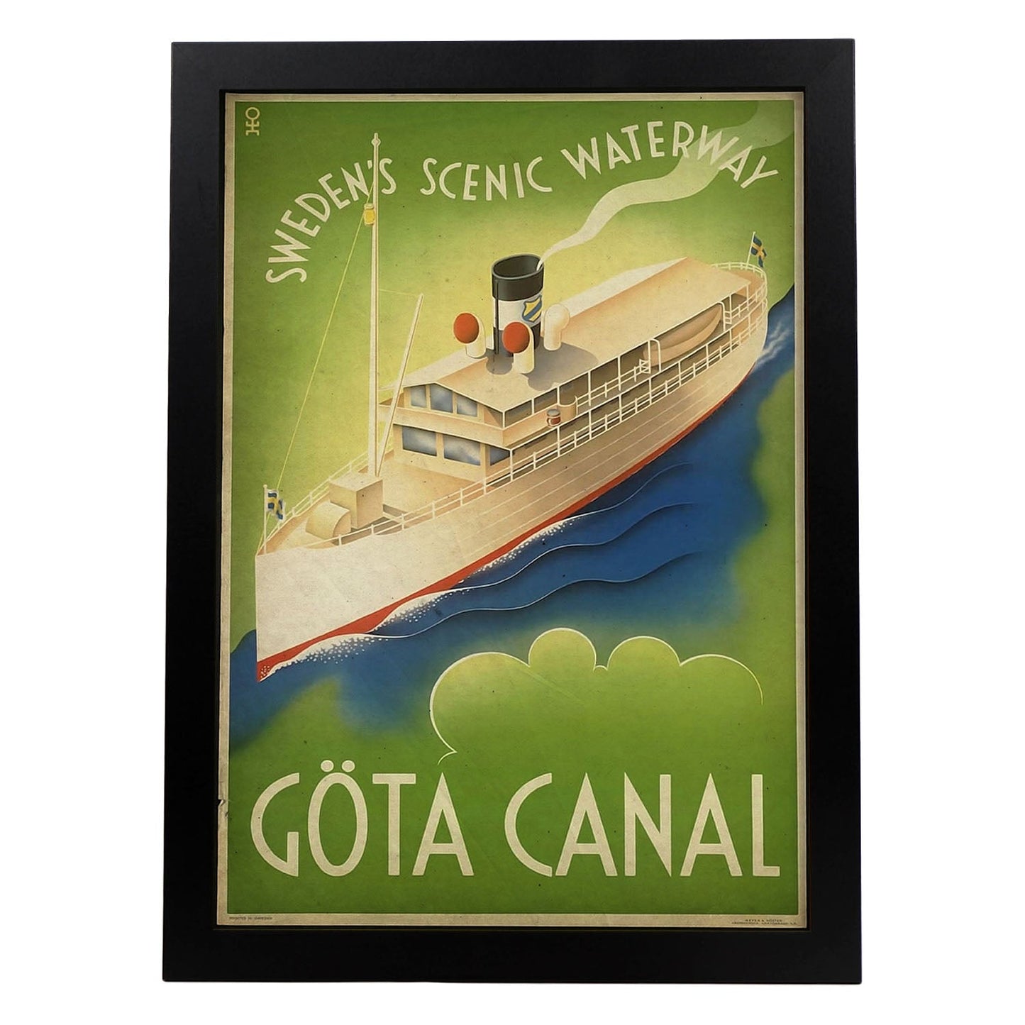 Poster vintage de Canal Göta. con imágenes vintage y de publicidad antigua.-Artwork-Nacnic-A3-Marco Negro-Nacnic Estudio SL