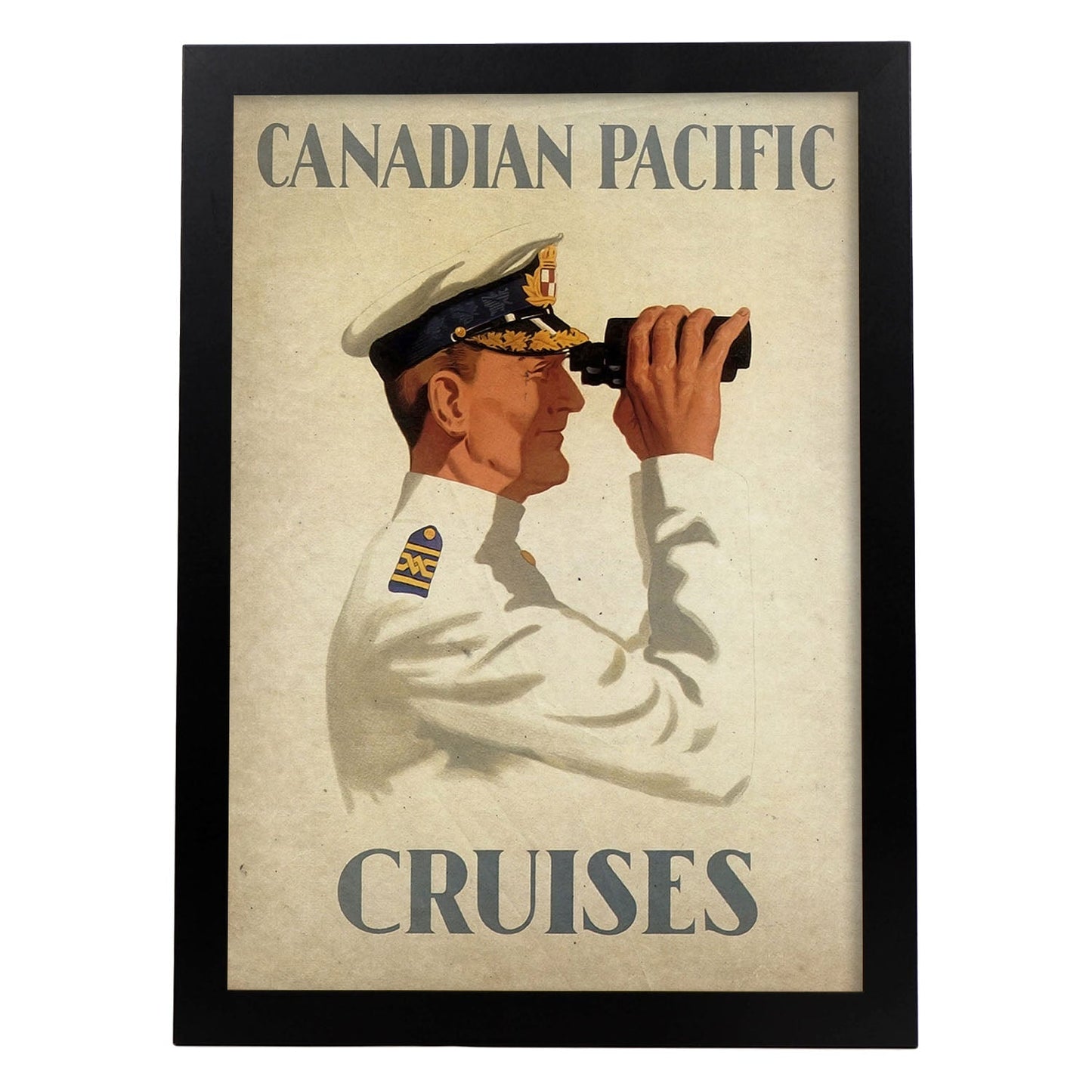 Poster vintage de Capitan de barco. con imágenes vintage y de publicidad antigua.-Artwork-Nacnic-A3-Marco Negro-Nacnic Estudio SL