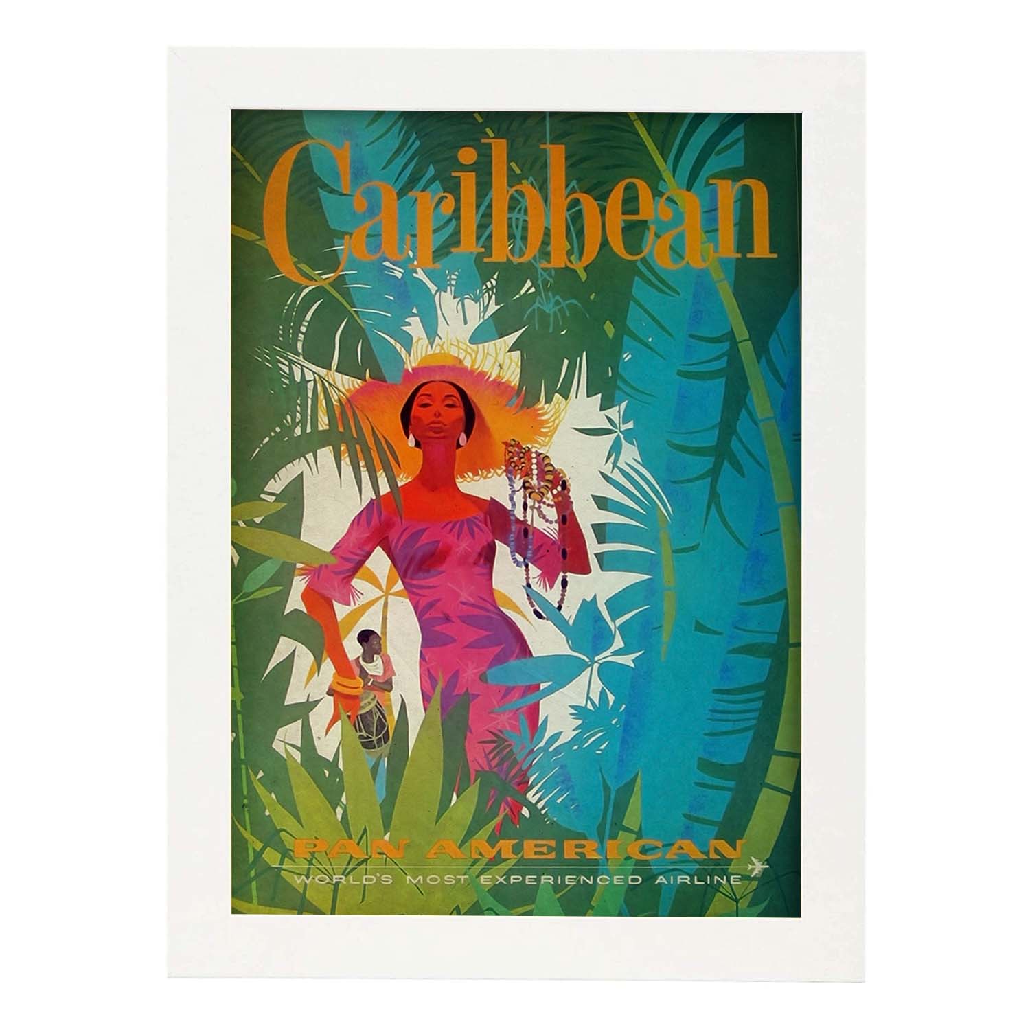 Poster vintage de Caribe. con imágenes vintage y de publicidad antigua.-Artwork-Nacnic-A3-Marco Blanco-Nacnic Estudio SL