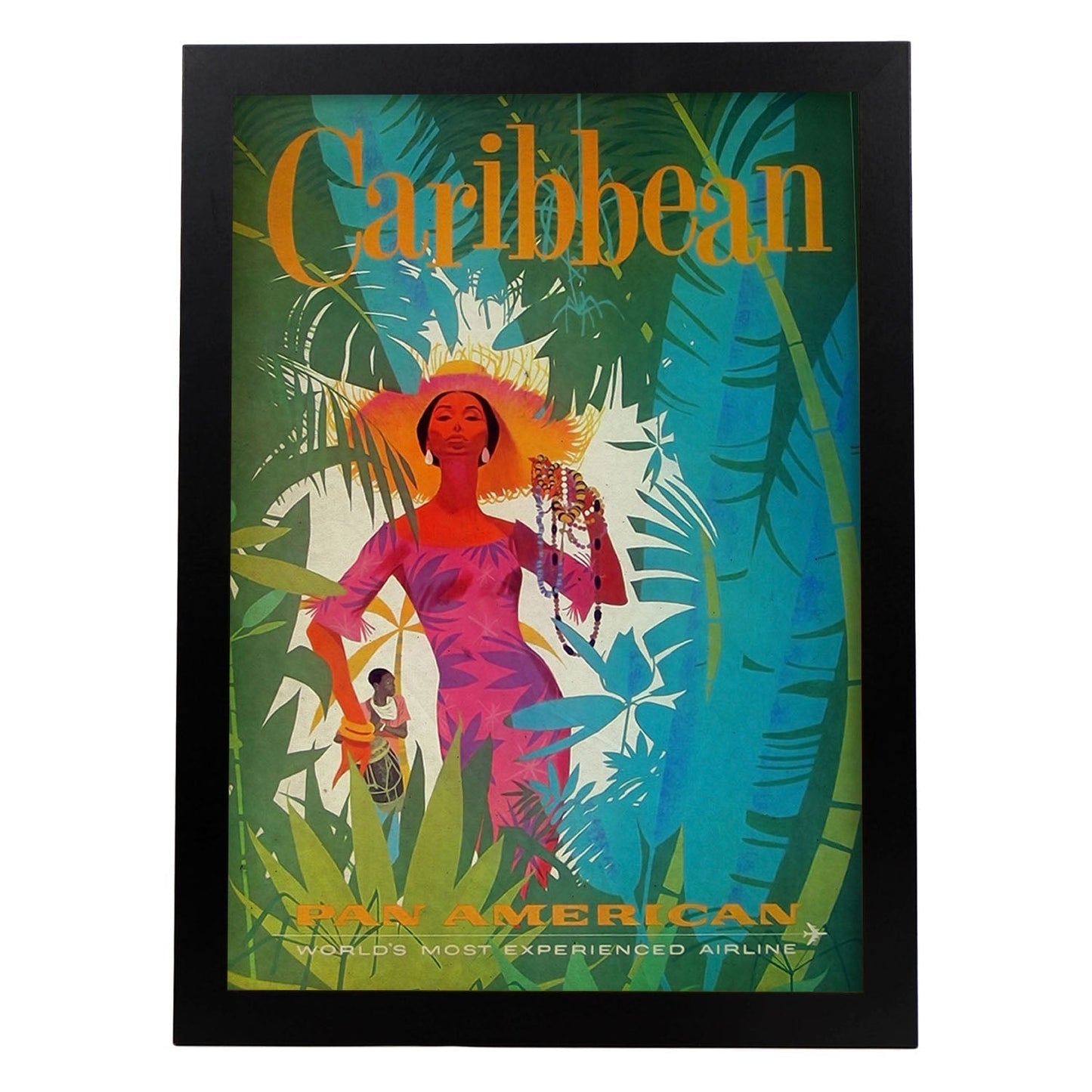 Poster vintage de Caribe. con imágenes vintage y de publicidad antigua.-Artwork-Nacnic-A3-Marco Negro-Nacnic Estudio SL