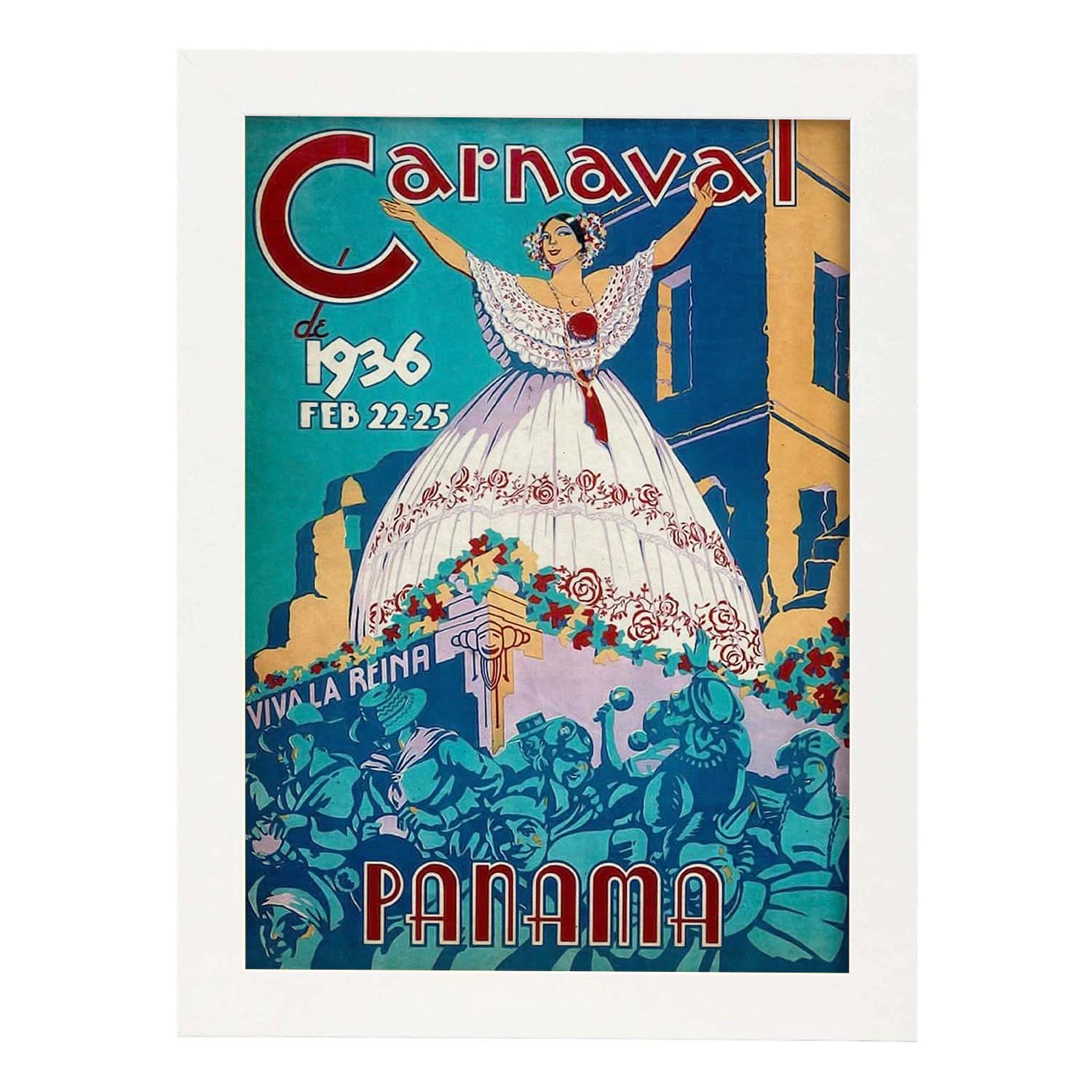 Poster vintage de Carnaval de Panama. con imágenes vintage y de publicidad antigua.-Artwork-Nacnic-A3-Marco Blanco-Nacnic Estudio SL