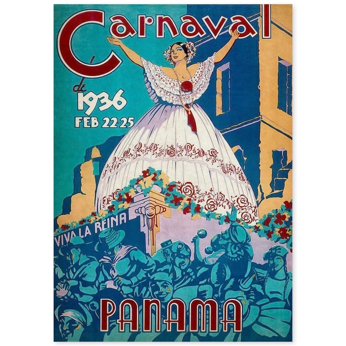 Poster vintage de Carnaval de Panama. con imágenes vintage y de publicidad antigua.-Artwork-Nacnic-A4-Sin marco-Nacnic Estudio SL