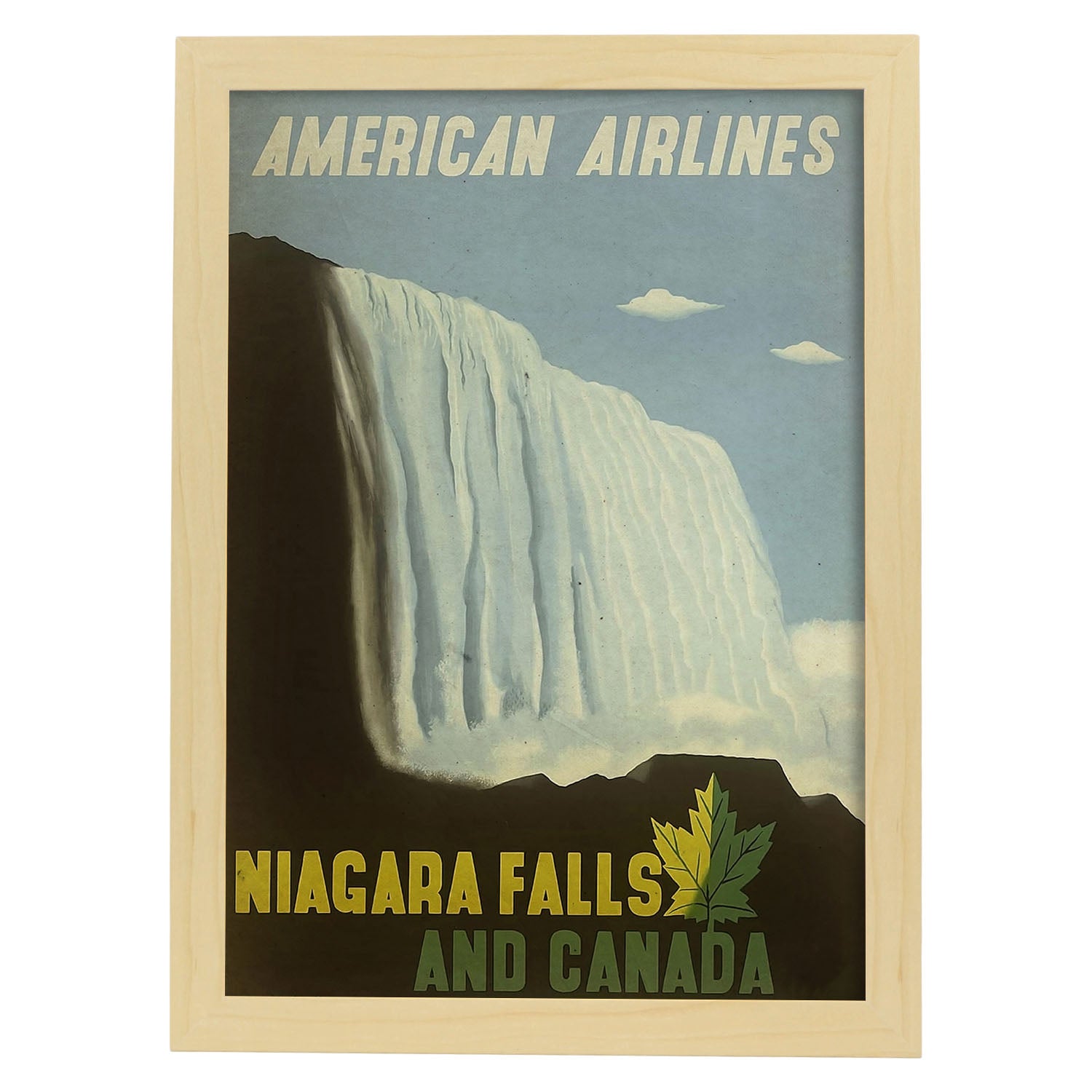 Poster vintage de Cataratas del Niagara. con imágenes vintage y de publicidad antigua.-Artwork-Nacnic-A3-Marco Madera clara-Nacnic Estudio SL