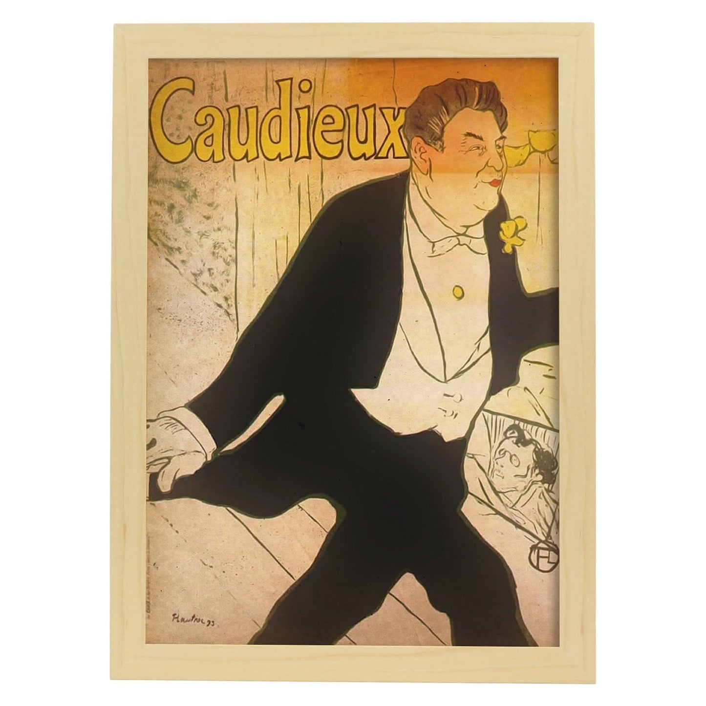 Poster vintage de Caudieux. con imágenes vintage y de publicidad antigua.-Artwork-Nacnic-A3-Marco Madera clara-Nacnic Estudio SL