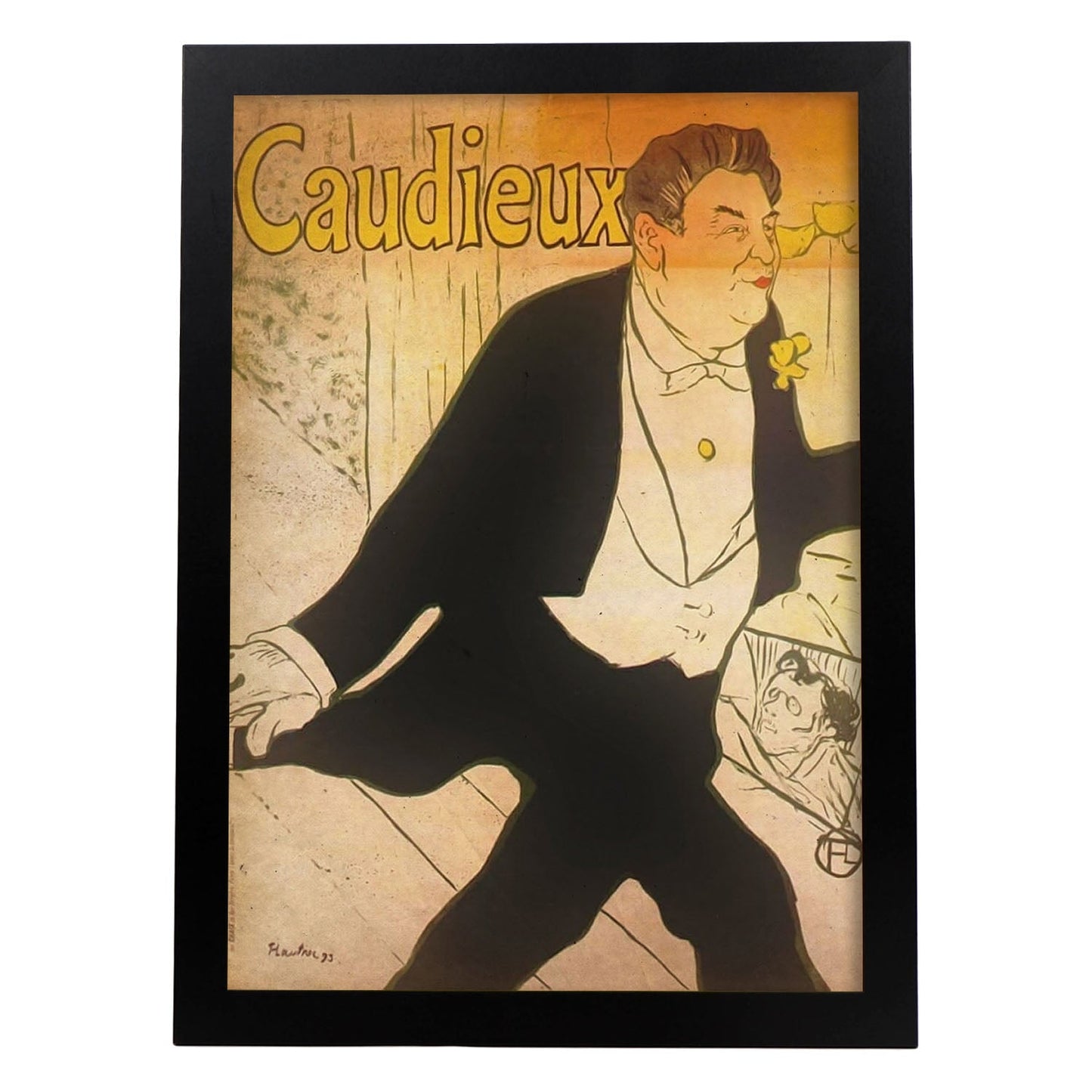 Poster vintage de Caudieux. con imágenes vintage y de publicidad antigua.-Artwork-Nacnic-A4-Marco Negro-Nacnic Estudio SL