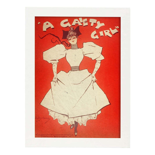 Poster vintage de Chica con vestido. con imágenes vintage y de publicidad antigua.-Artwork-Nacnic-A4-Marco Blanco-Nacnic Estudio SL