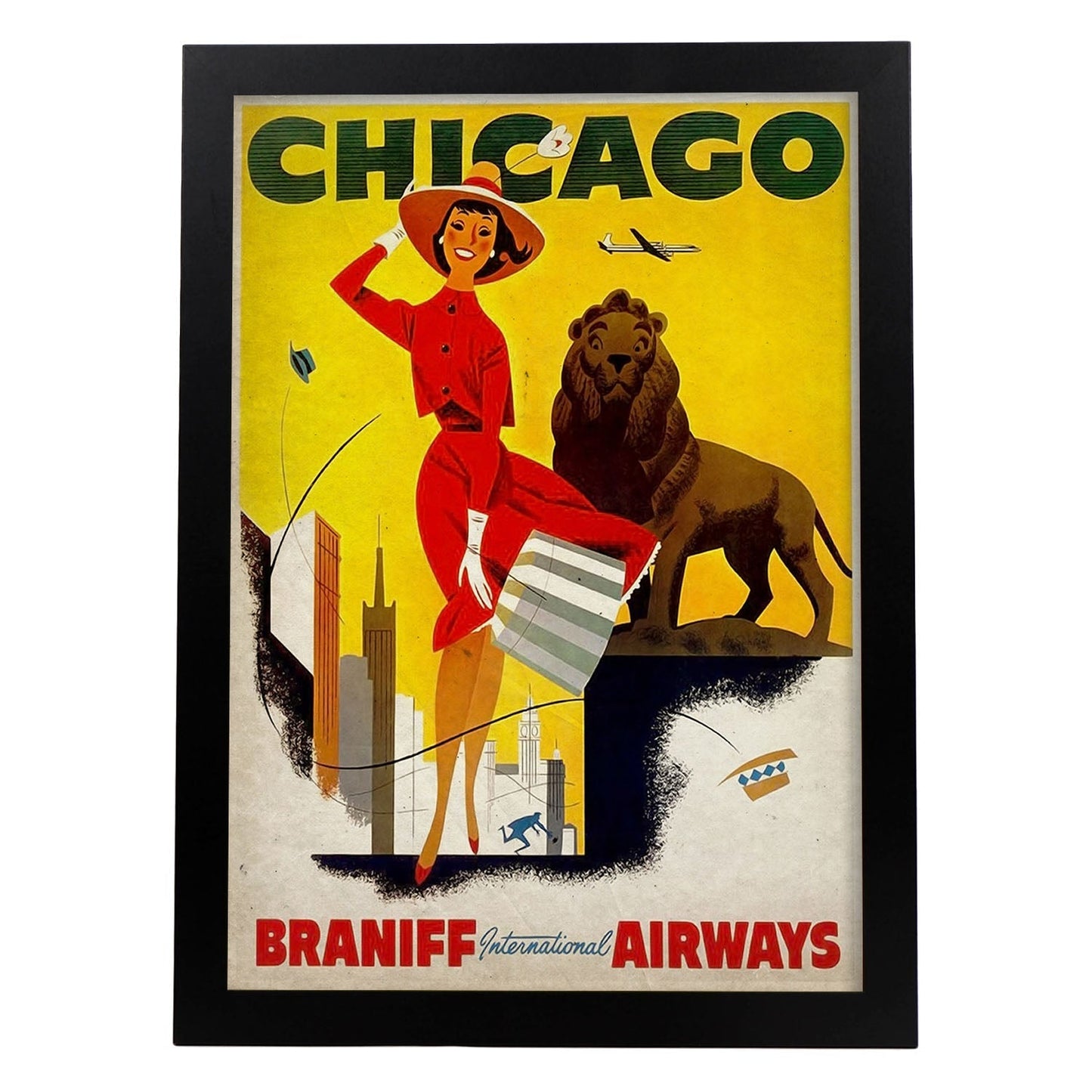 Poster vintage de Chicago. con imágenes vintage y de publicidad antigua.-Artwork-Nacnic-A3-Marco Negro-Nacnic Estudio SL