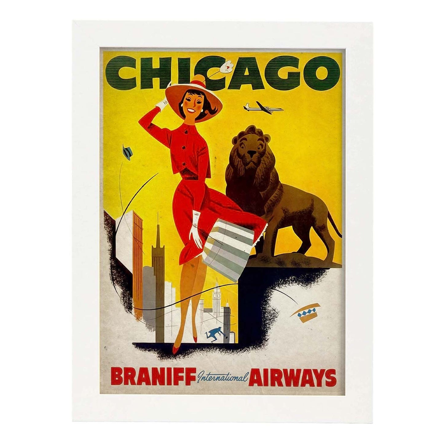 Poster vintage de Chicago. con imágenes vintage y de publicidad antigua.-Artwork-Nacnic-A4-Marco Blanco-Nacnic Estudio SL
