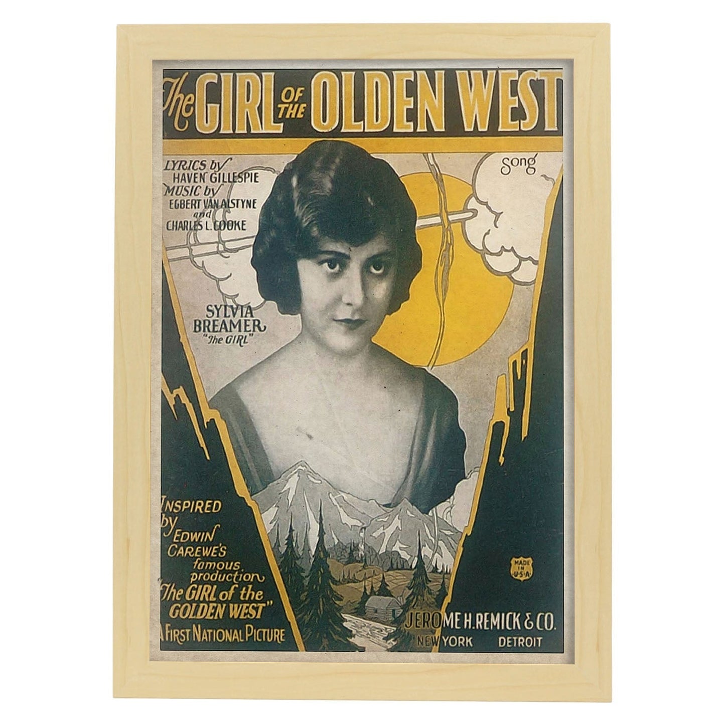 Poster vintage de Chicas del viejo oeste. con imágenes vintage y de publicidad antigua.-Artwork-Nacnic-A3-Marco Madera clara-Nacnic Estudio SL