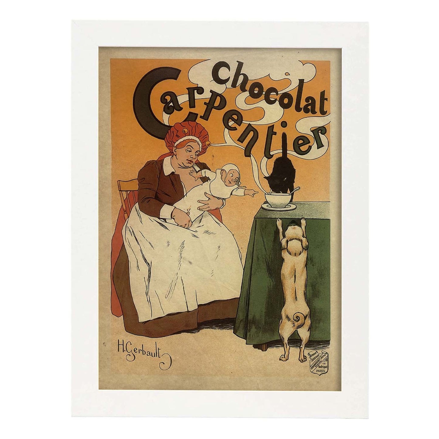 Poster vintage de Chocolate caliente. con imágenes vintage y de publicidad antigua.-Artwork-Nacnic-A3-Marco Blanco-Nacnic Estudio SL
