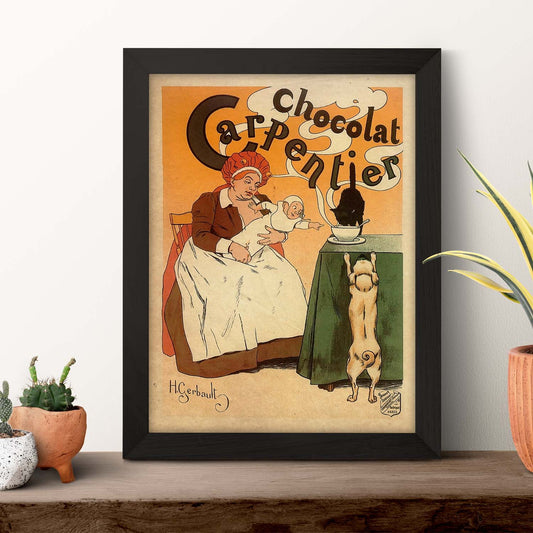 Poster vintage de Chocolate caliente. con imágenes vintage y de publicidad antigua.-Artwork-Nacnic-Nacnic Estudio SL