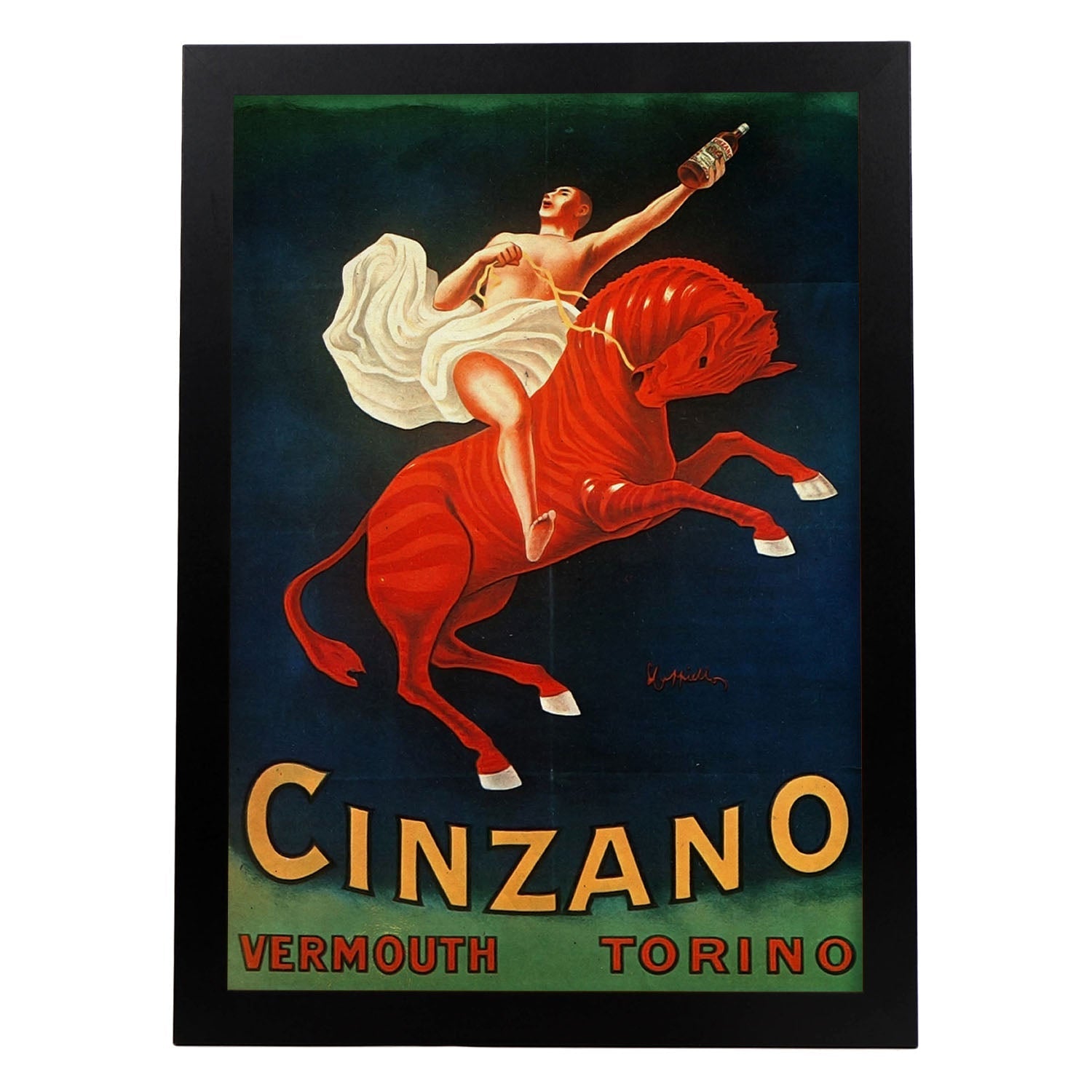 Poster vintage de Cinzano. con imágenes vintage y de publicidad antigua.-Artwork-Nacnic-A3-Marco Negro-Nacnic Estudio SL