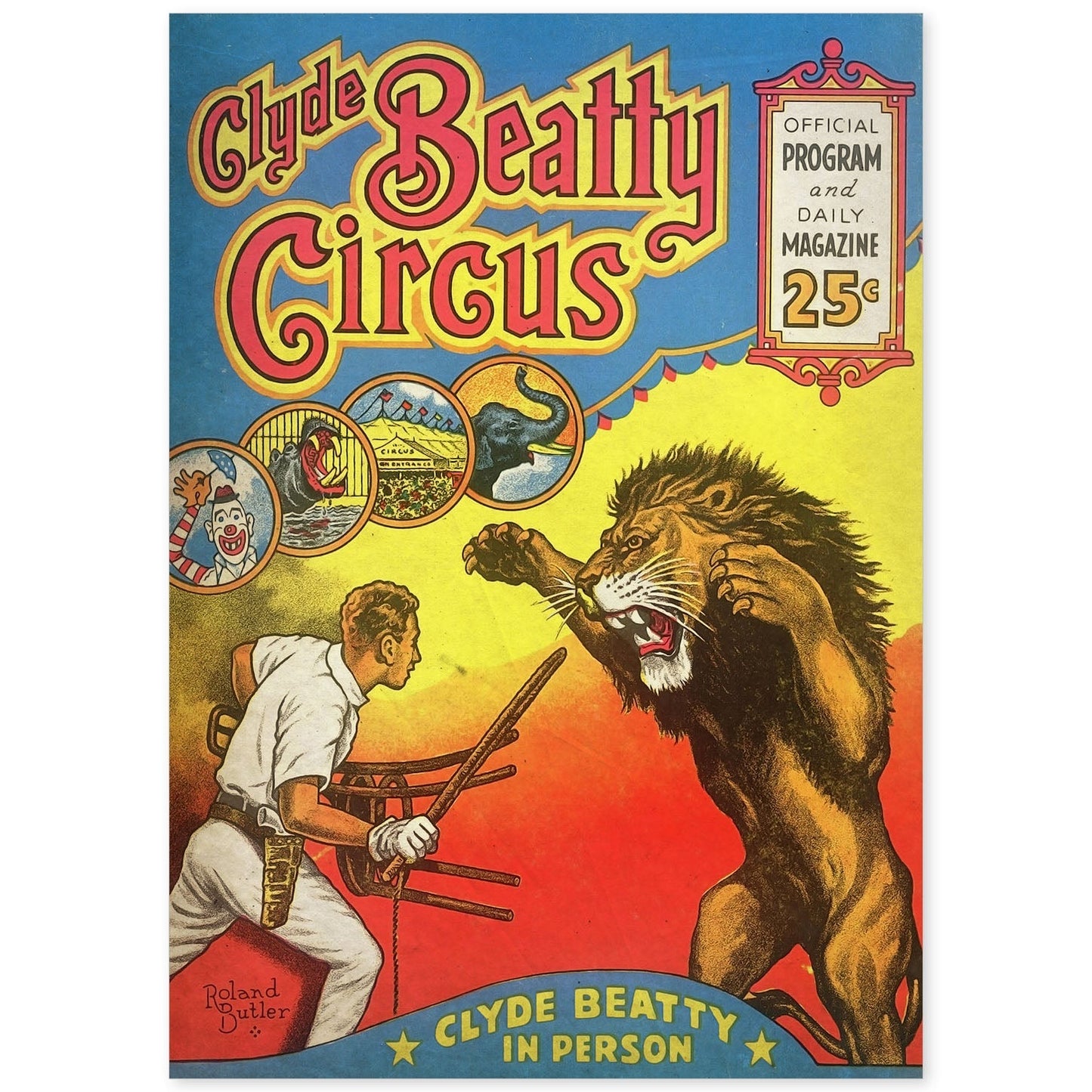 Poster vintage de Circo con leones. con imágenes vintage y de publicidad antigua.-Artwork-Nacnic-A4-Sin marco-Nacnic Estudio SL
