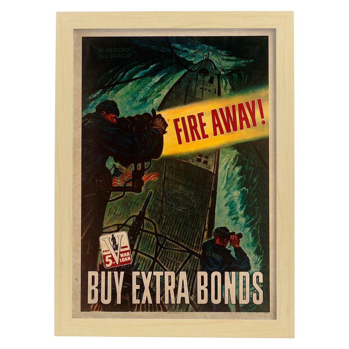 Poster vintage de Compra bonos. con imágenes vintage y de publicidad antigua.-Artwork-Nacnic-A3-Marco Madera clara-Nacnic Estudio SL