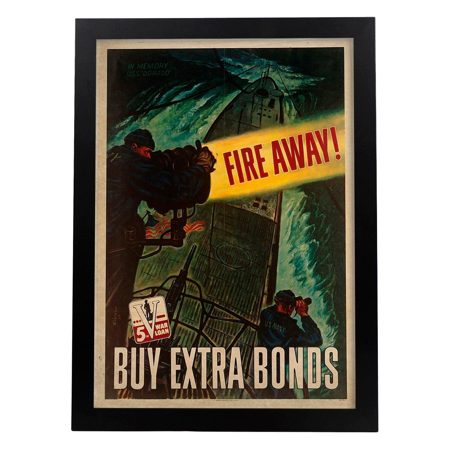 Poster vintage de Compra bonos. con imágenes vintage y de publicidad antigua.-Artwork-Nacnic-A3-Marco Negro-Nacnic Estudio SL
