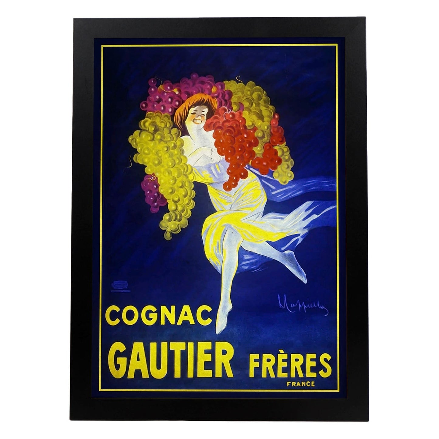 Poster vintage de Coñac Gautier. con imágenes vintage y de publicidad antigua.-Artwork-Nacnic-A3-Marco Negro-Nacnic Estudio SL