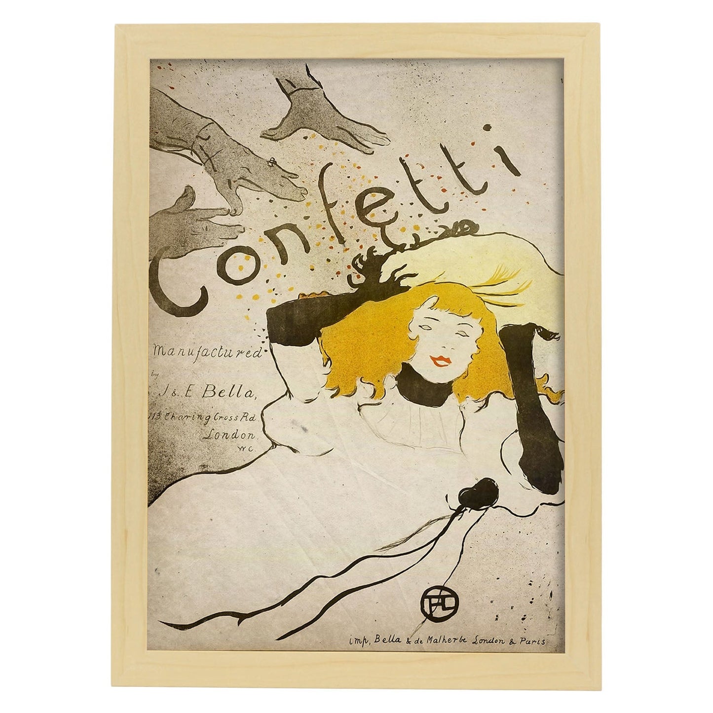 Poster vintage de Confetti. con imágenes vintage y de publicidad antigua.-Artwork-Nacnic-A4-Marco Madera clara-Nacnic Estudio SL