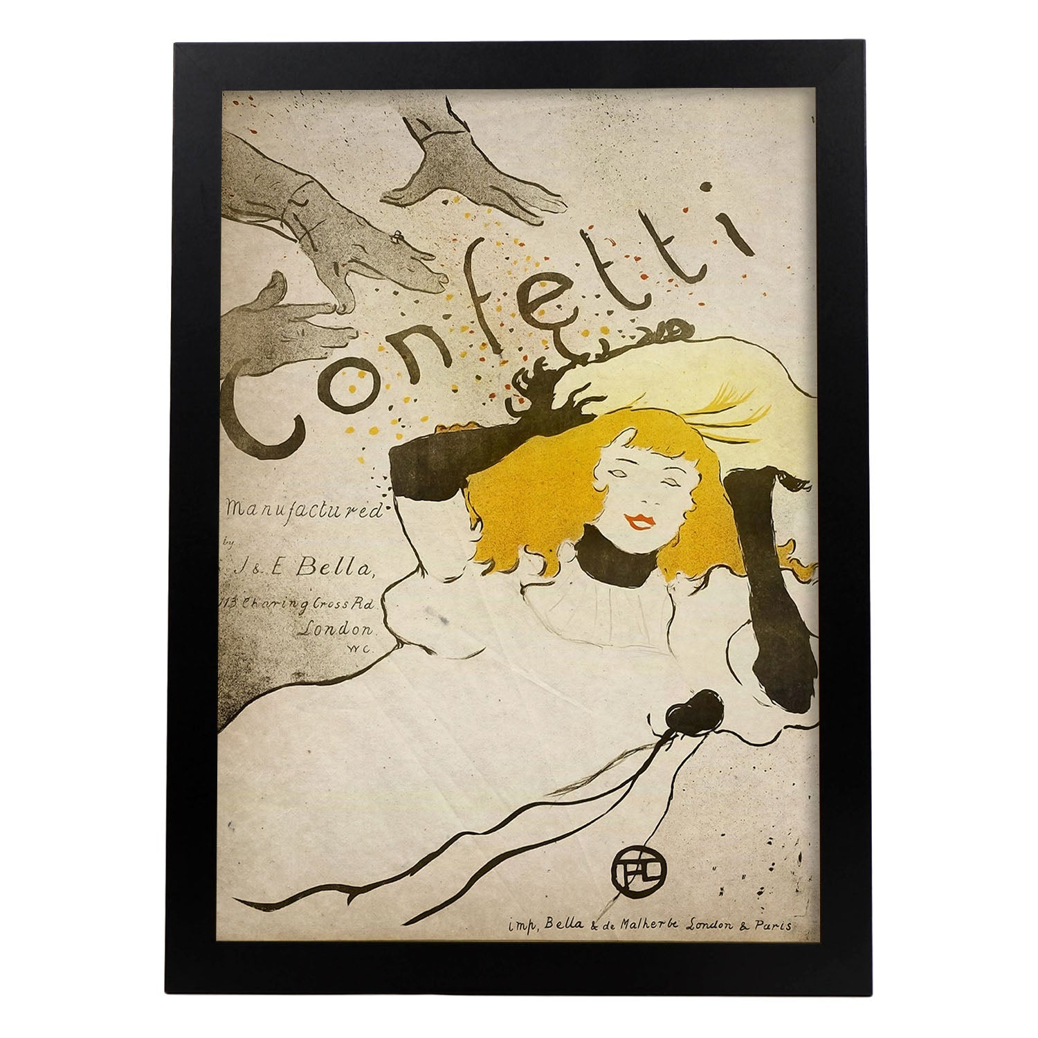 Poster vintage de Confetti. con imágenes vintage y de publicidad antigua.-Artwork-Nacnic-A4-Marco Negro-Nacnic Estudio SL