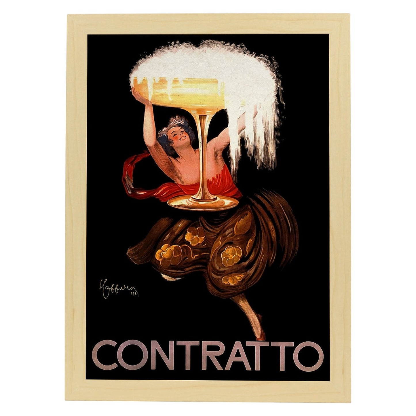 Poster vintage de Contratto. con imágenes vintage y de publicidad antigua.-Artwork-Nacnic-A3-Marco Madera clara-Nacnic Estudio SL