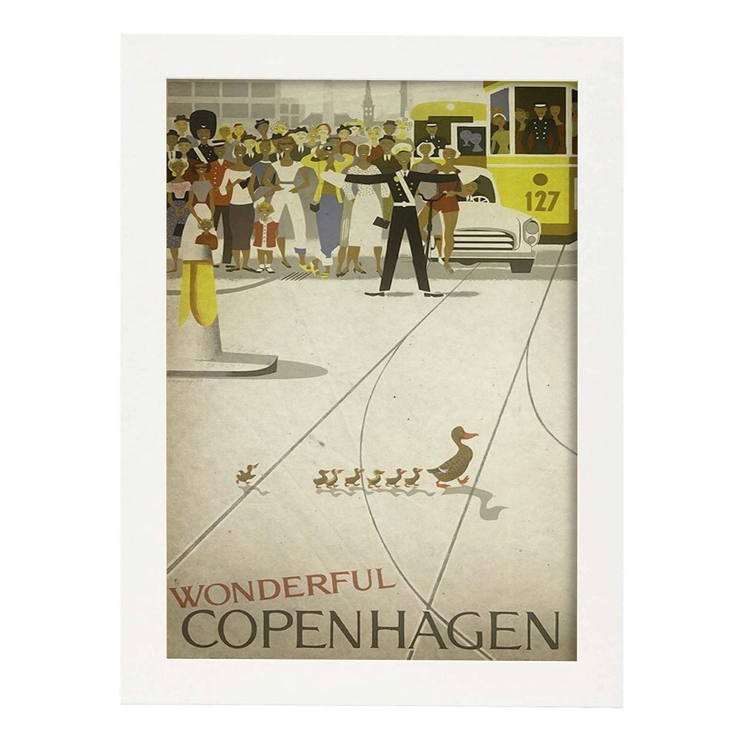 Poster vintage de Copenague. con imágenes vintage y de publicidad antigua.-Artwork-Nacnic-A3-Marco Blanco-Nacnic Estudio SL