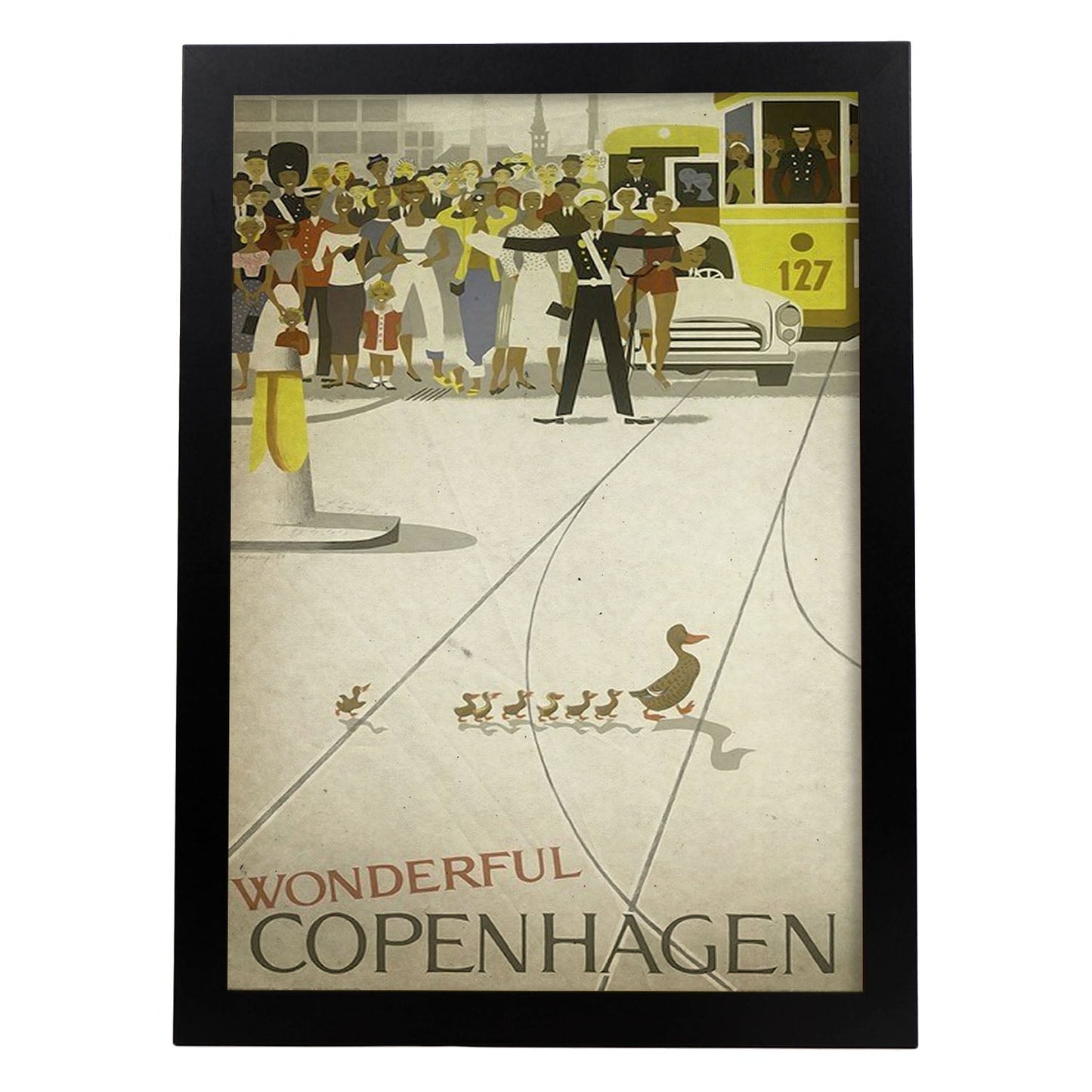 Poster vintage de Copenague. con imágenes vintage y de publicidad antigua.-Artwork-Nacnic-A3-Marco Negro-Nacnic Estudio SL