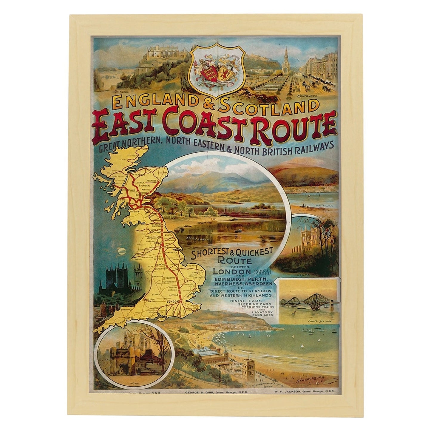 Poster vintage de Costa este. con imágenes vintage y de publicidad antigua.-Artwork-Nacnic-A3-Marco Madera clara-Nacnic Estudio SL