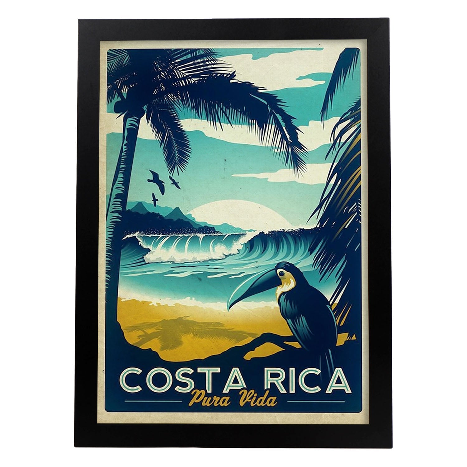 Poster vintage de Costa rica. con imágenes vintage y de publicidad antigua.-Artwork-Nacnic-A3-Marco Negro-Nacnic Estudio SL