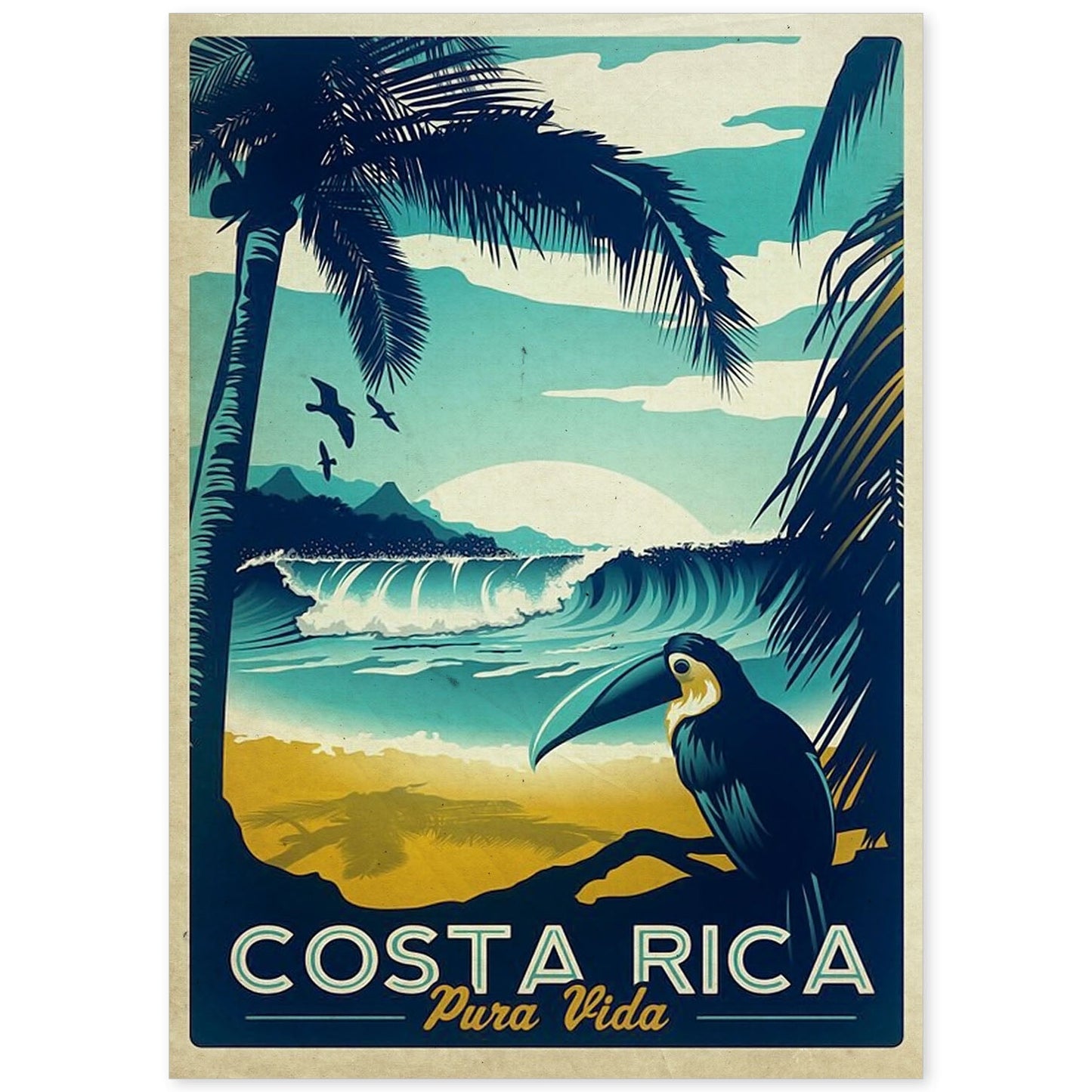 Poster vintage de Costa rica. con imágenes vintage y de publicidad antigua.-Artwork-Nacnic-A4-Sin marco-Nacnic Estudio SL