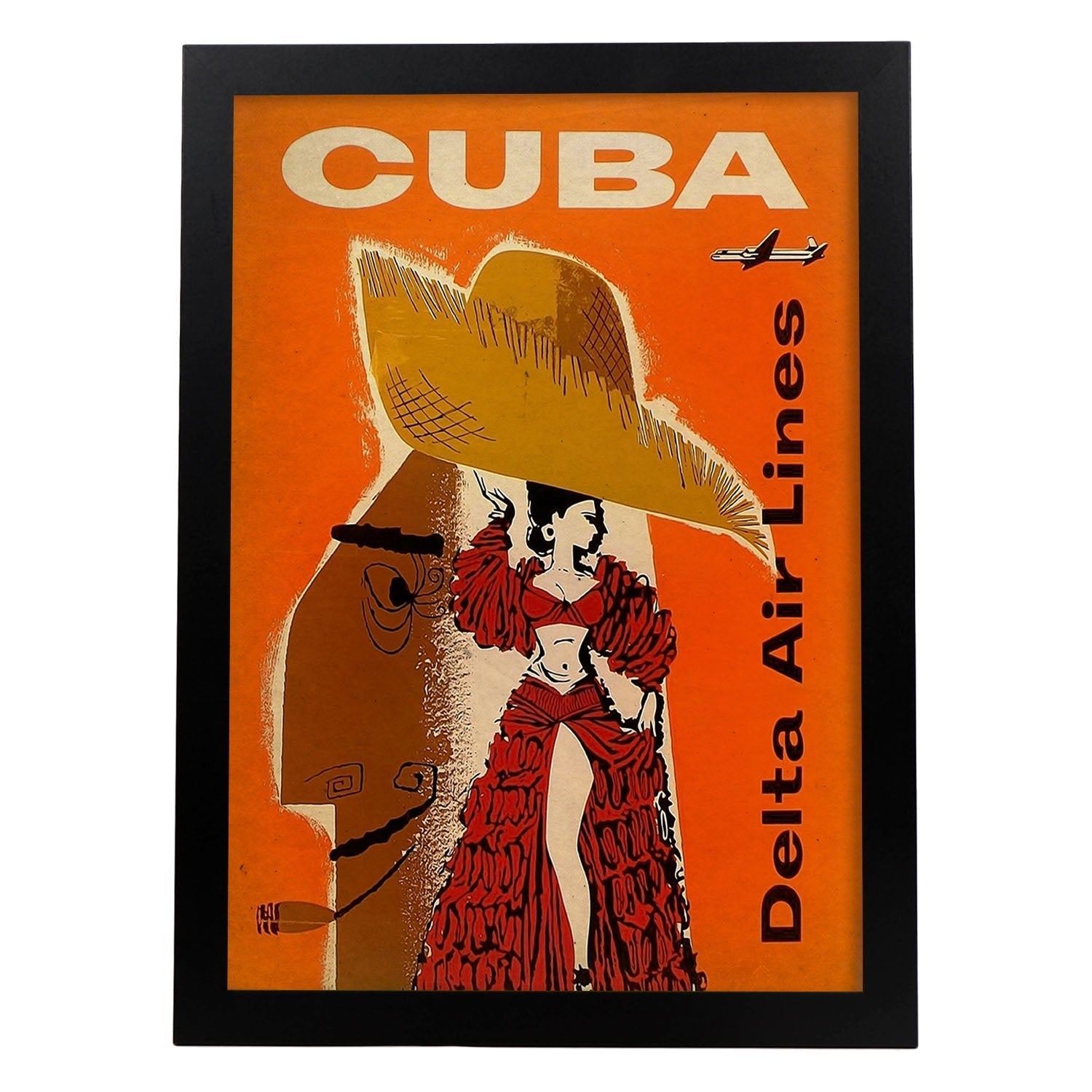 Poster vintage de Cuba. con imágenes vintage y de publicidad antigua.-Artwork-Nacnic-A3-Marco Negro-Nacnic Estudio SL