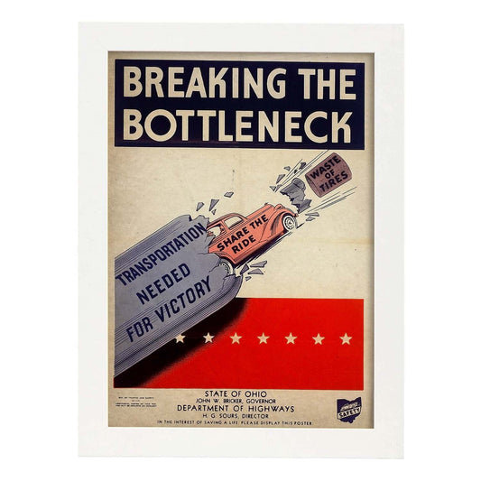 Poster vintage de Cuello de botella. con imágenes vintage y de publicidad antigua.-Artwork-Nacnic-A4-Marco Blanco-Nacnic Estudio SL