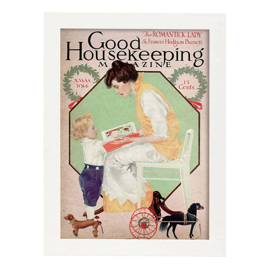 Poster vintage de Cuidado del hogar. con imágenes vintage y de publicidad antigua.-Artwork-Nacnic-A4-Marco Blanco-Nacnic Estudio SL