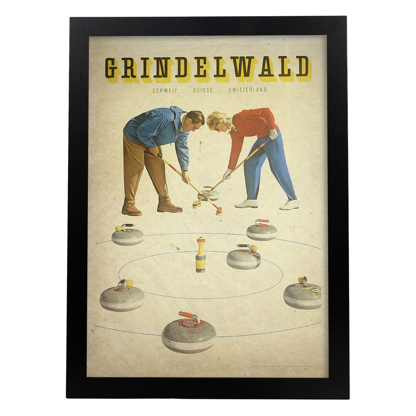 Poster vintage de Curling. con imágenes vintage y de publicidad antigua.-Artwork-Nacnic-A3-Marco Negro-Nacnic Estudio SL