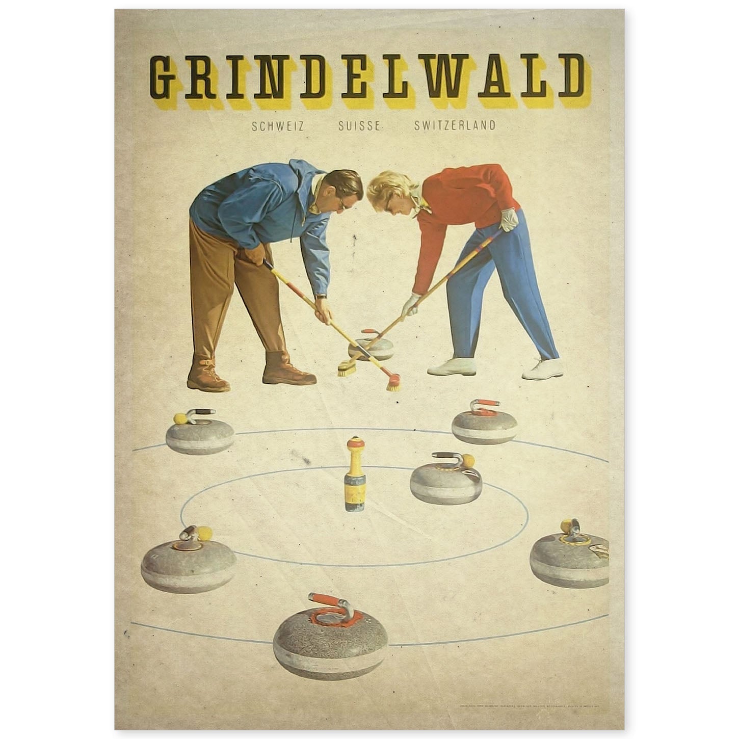 Poster vintage de Curling. con imágenes vintage y de publicidad antigua.-Artwork-Nacnic-A4-Sin marco-Nacnic Estudio SL