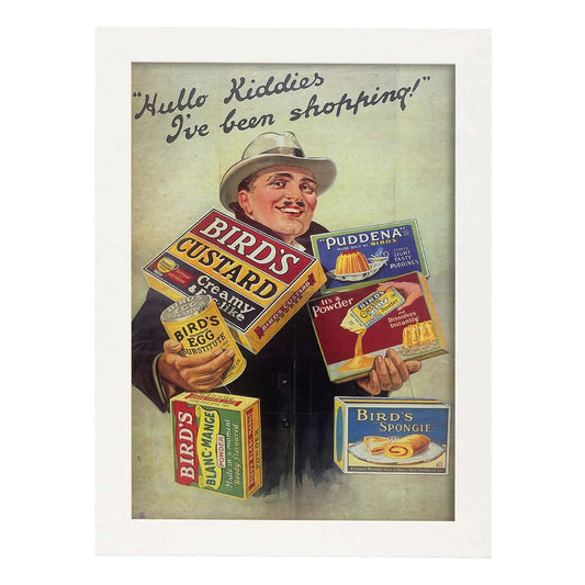 Poster vintage de Custard. con imágenes vintage y de publicidad antigua.-Artwork-Nacnic-A4-Marco Blanco-Nacnic Estudio SL