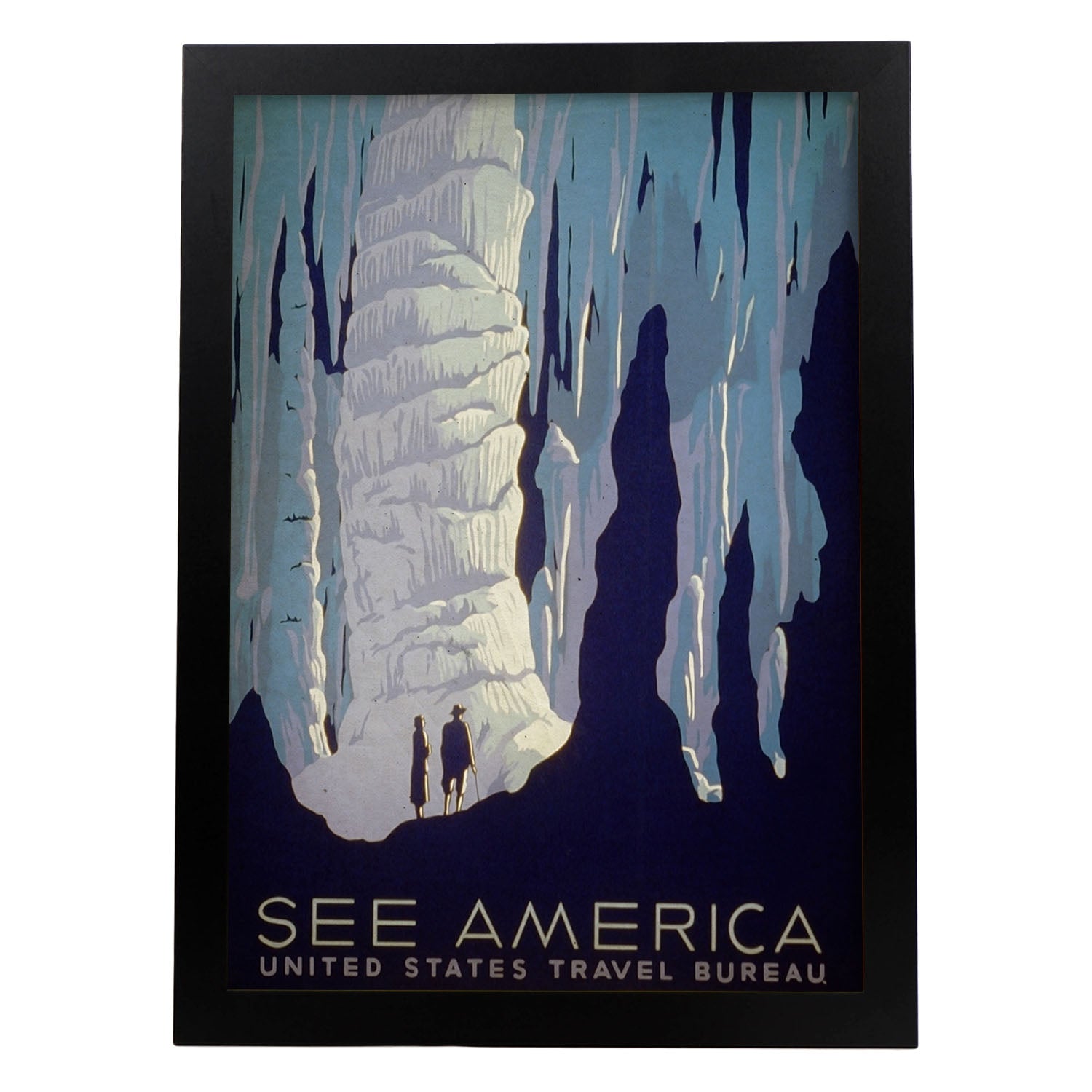 Poster vintage de Descubre America. con imágenes vintage y de publicidad antigua.-Artwork-Nacnic-A3-Marco Negro-Nacnic Estudio SL