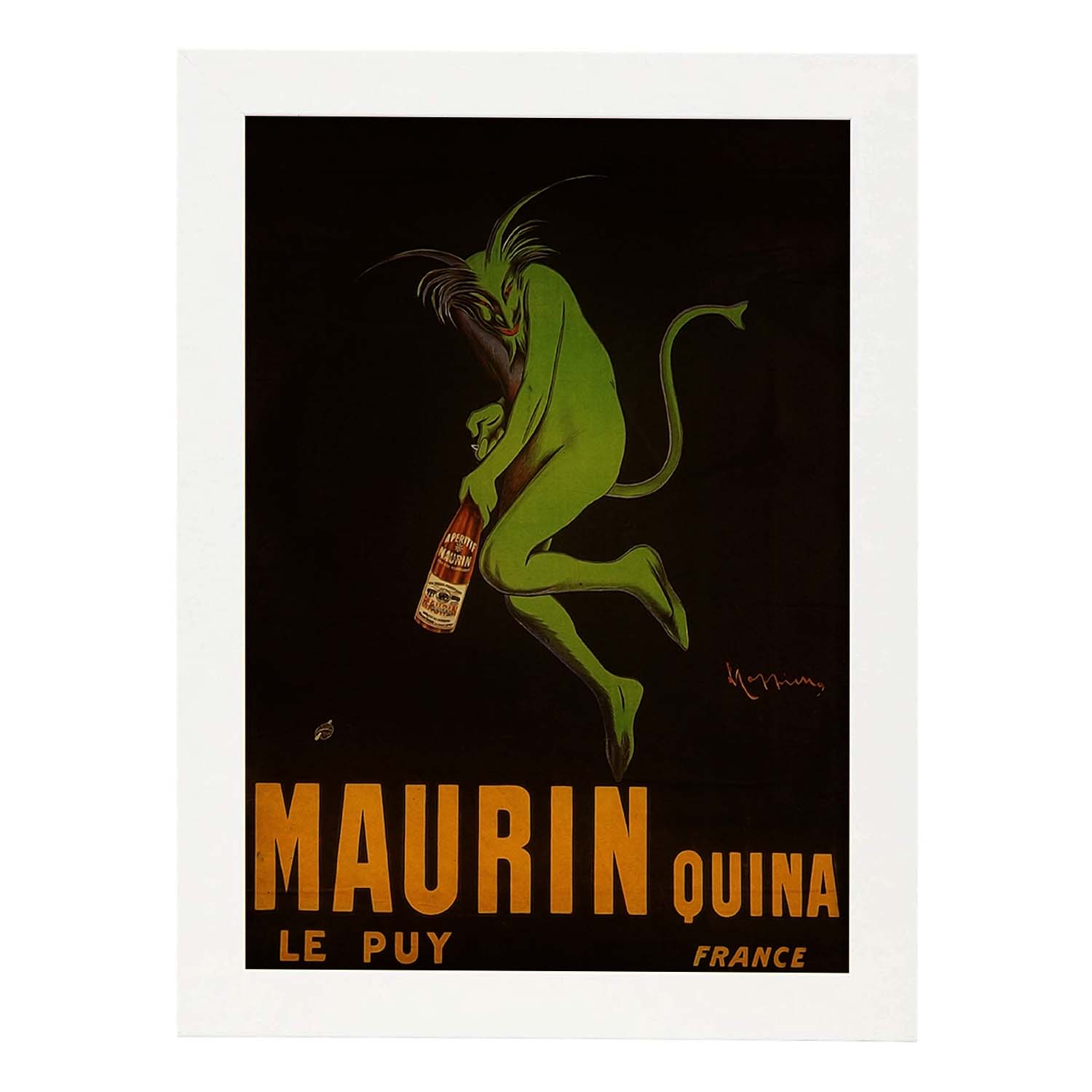 Poster vintage de Diablo con botella. con imágenes vintage y de publicidad antigua.-Artwork-Nacnic-A3-Marco Blanco-Nacnic Estudio SL
